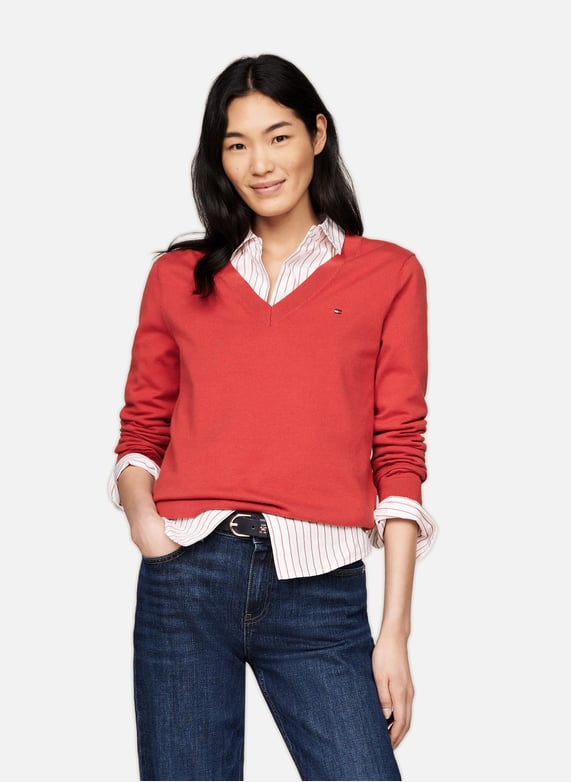 Pull tommy rouge femme hotsell