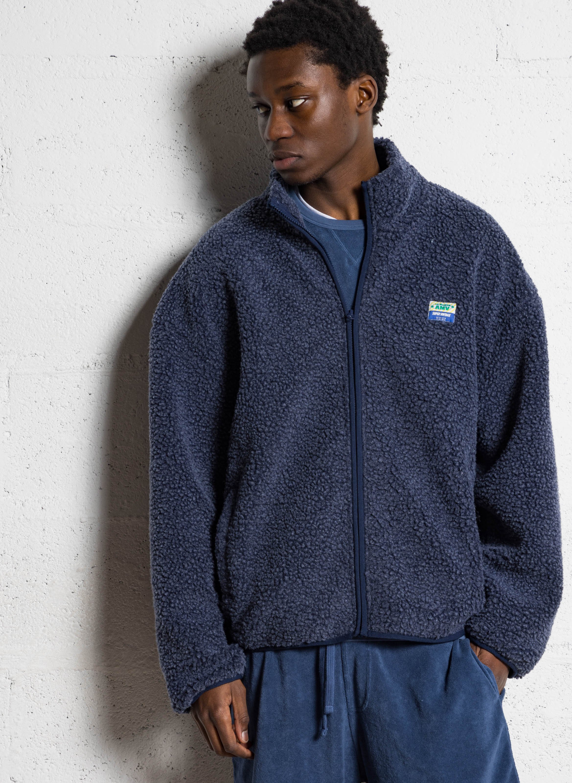 Veste col montant en sherpa hoktown AMERICAN VINTAGE Bleu