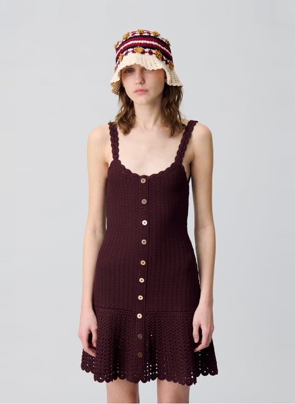 Robe courte en crochet Marron by CLAUDIE PIERLOT CLAUDIE PIERLOT Robe courte en crochet Marron