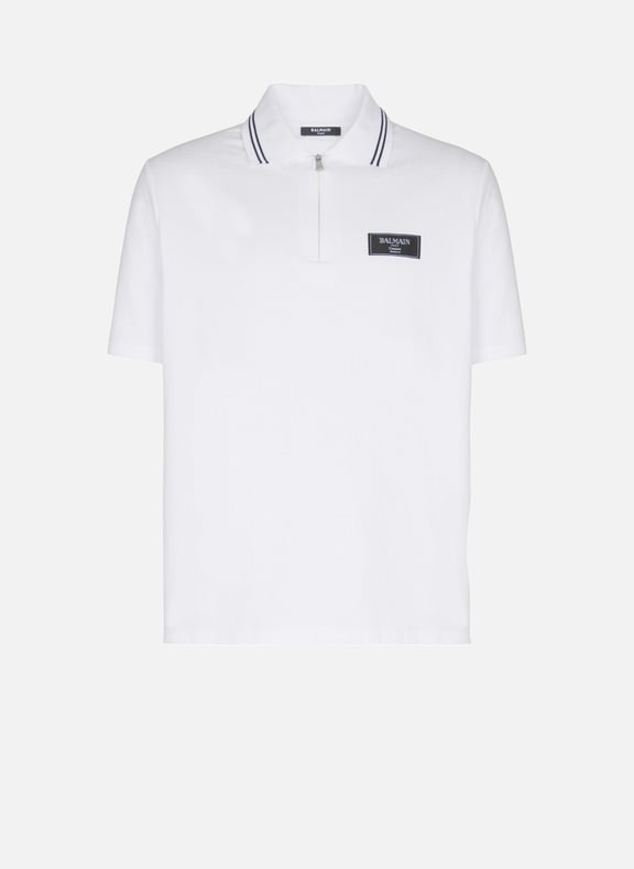 Polo monogrammé à étiquette balmain couture Blanc by BALMAIN BALMAIN Polo monogrammé à étiquette balmain couture Blanc