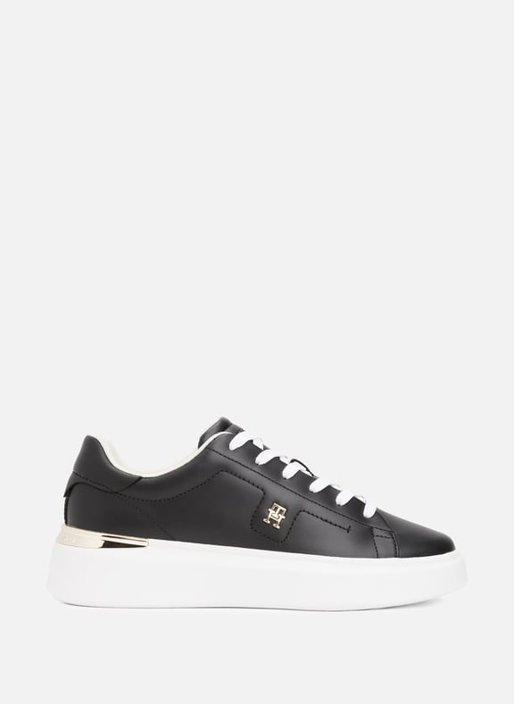 Leather low-top sneakers Black by TOMMY HILFIGER TOMMY HILFIGER Leather low-top sneakers Black