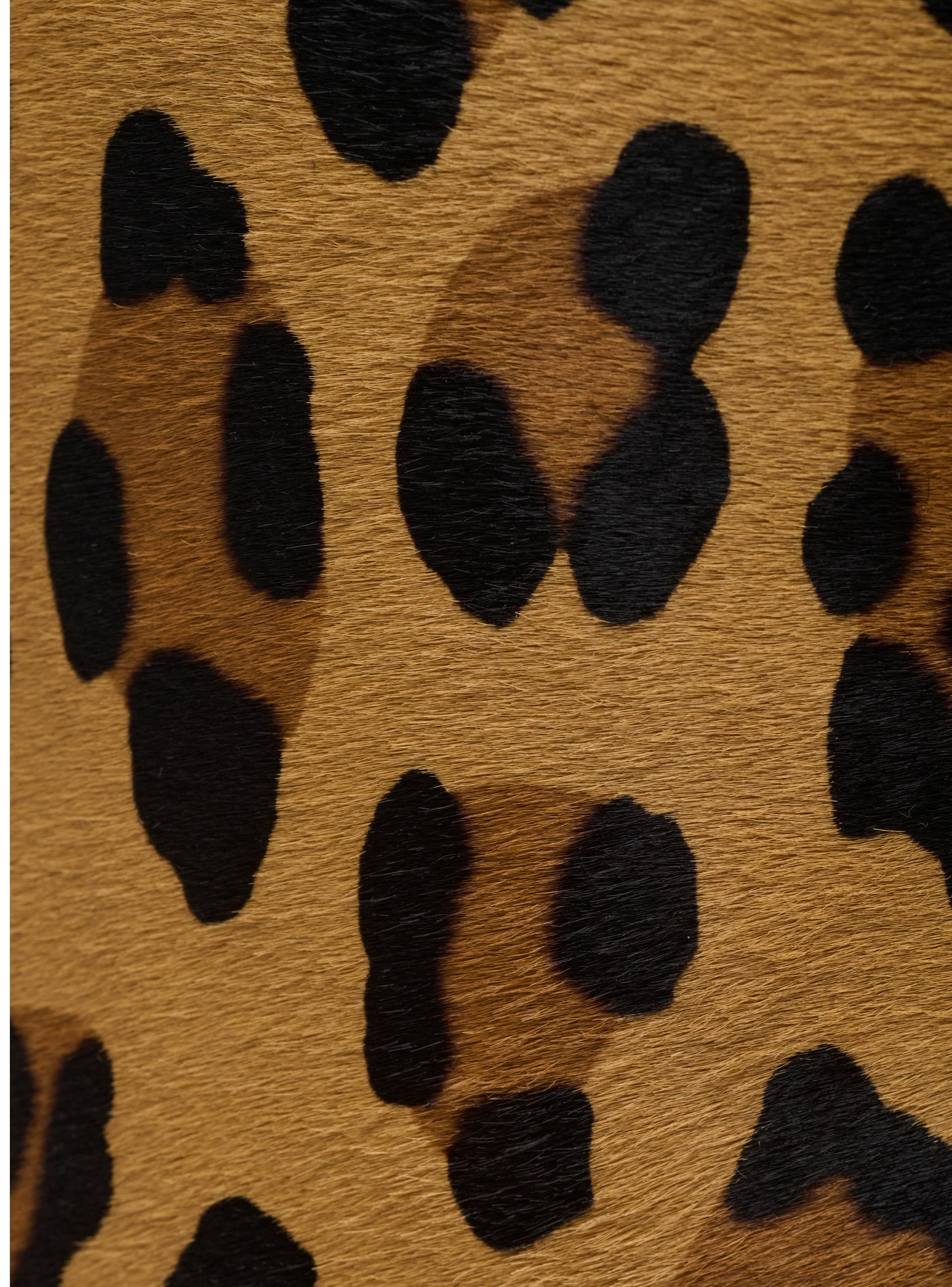 Bottes anthem en cuir imprimé motif léopard BALMAIN Marron