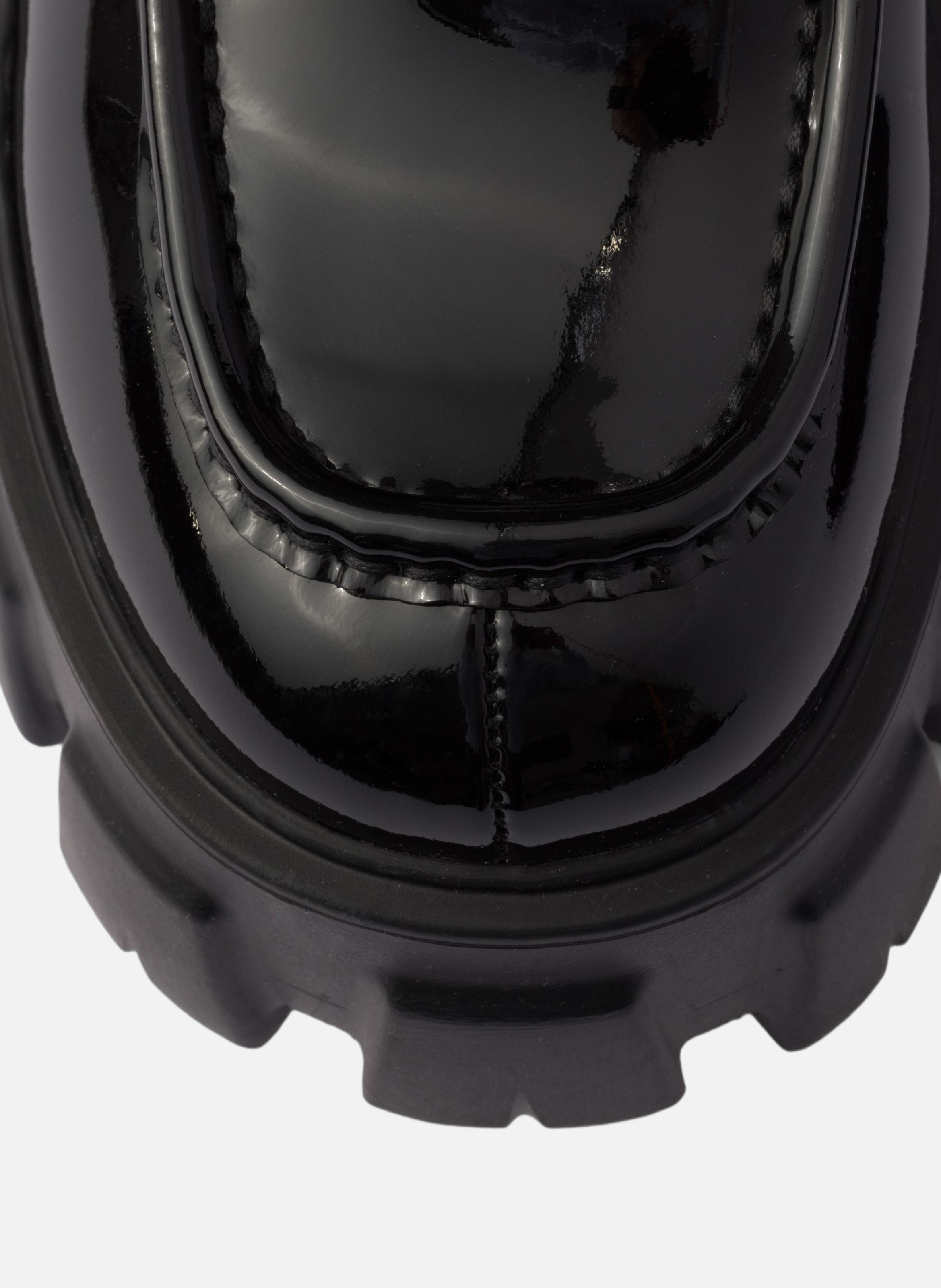 Mocassins monolith en cuir verni PRADA Noir