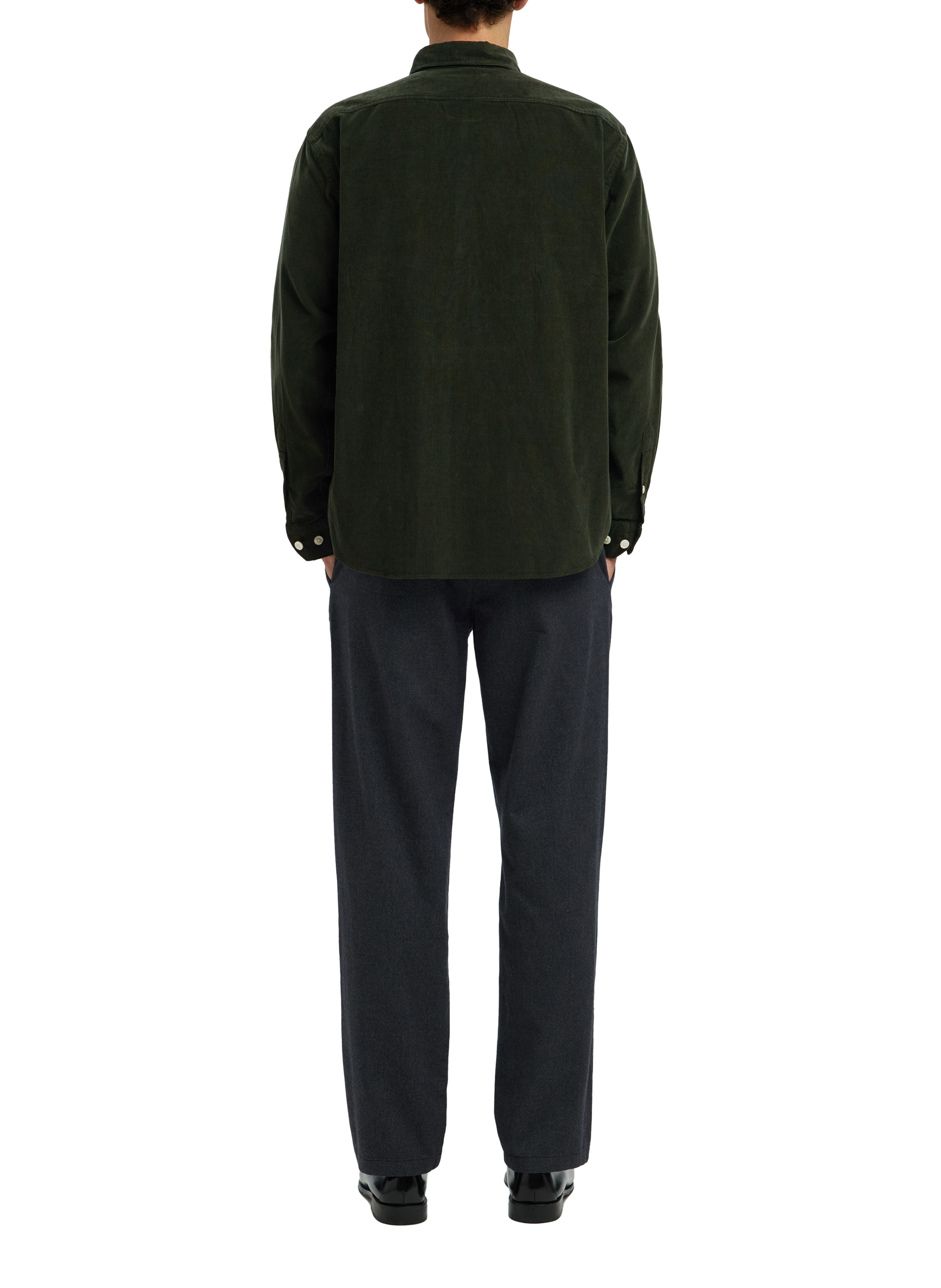 Chemise col américain en coton SELECTED Vert