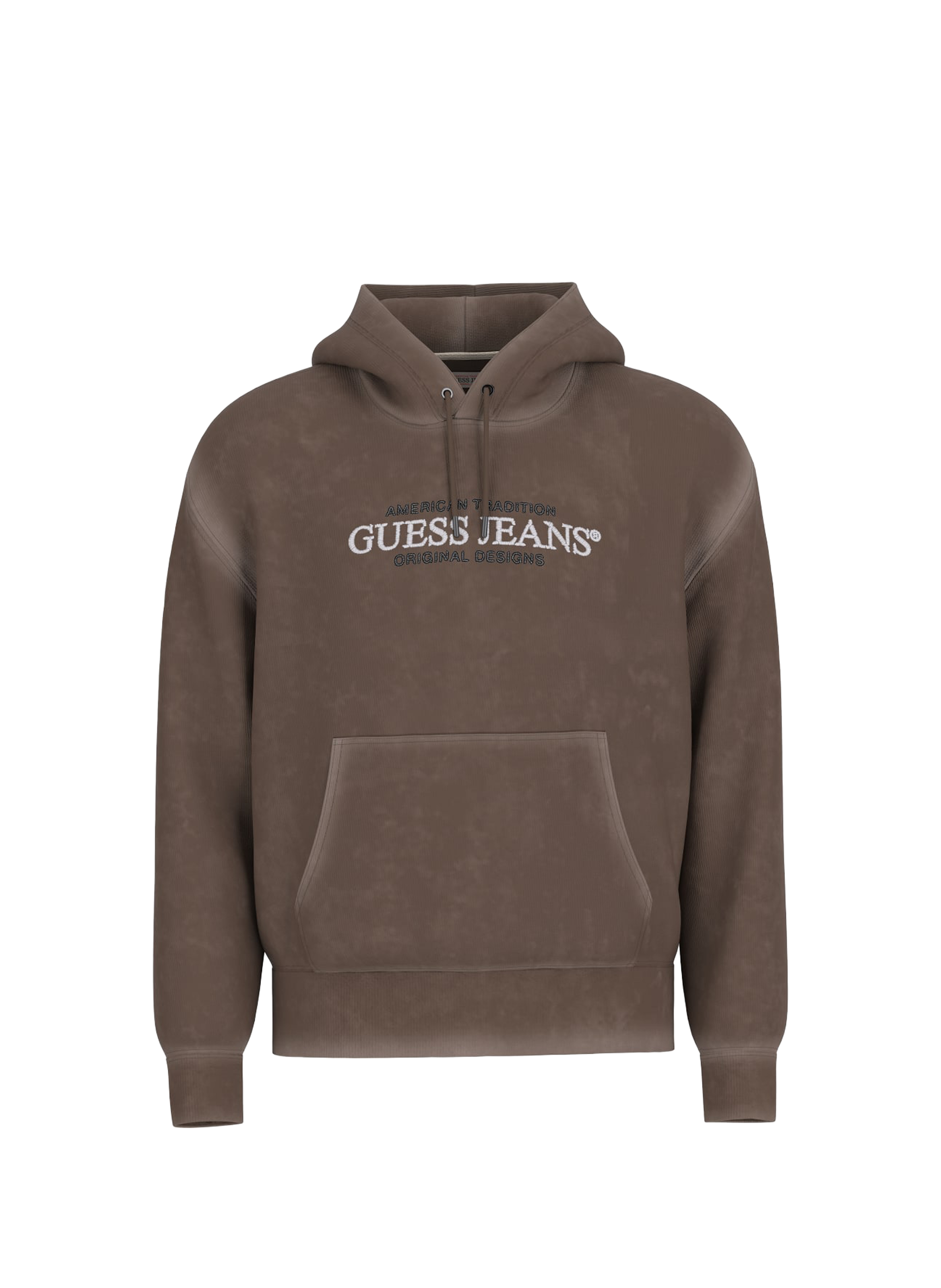 GUESS Cotton Hooded Sweatshirt Brown
