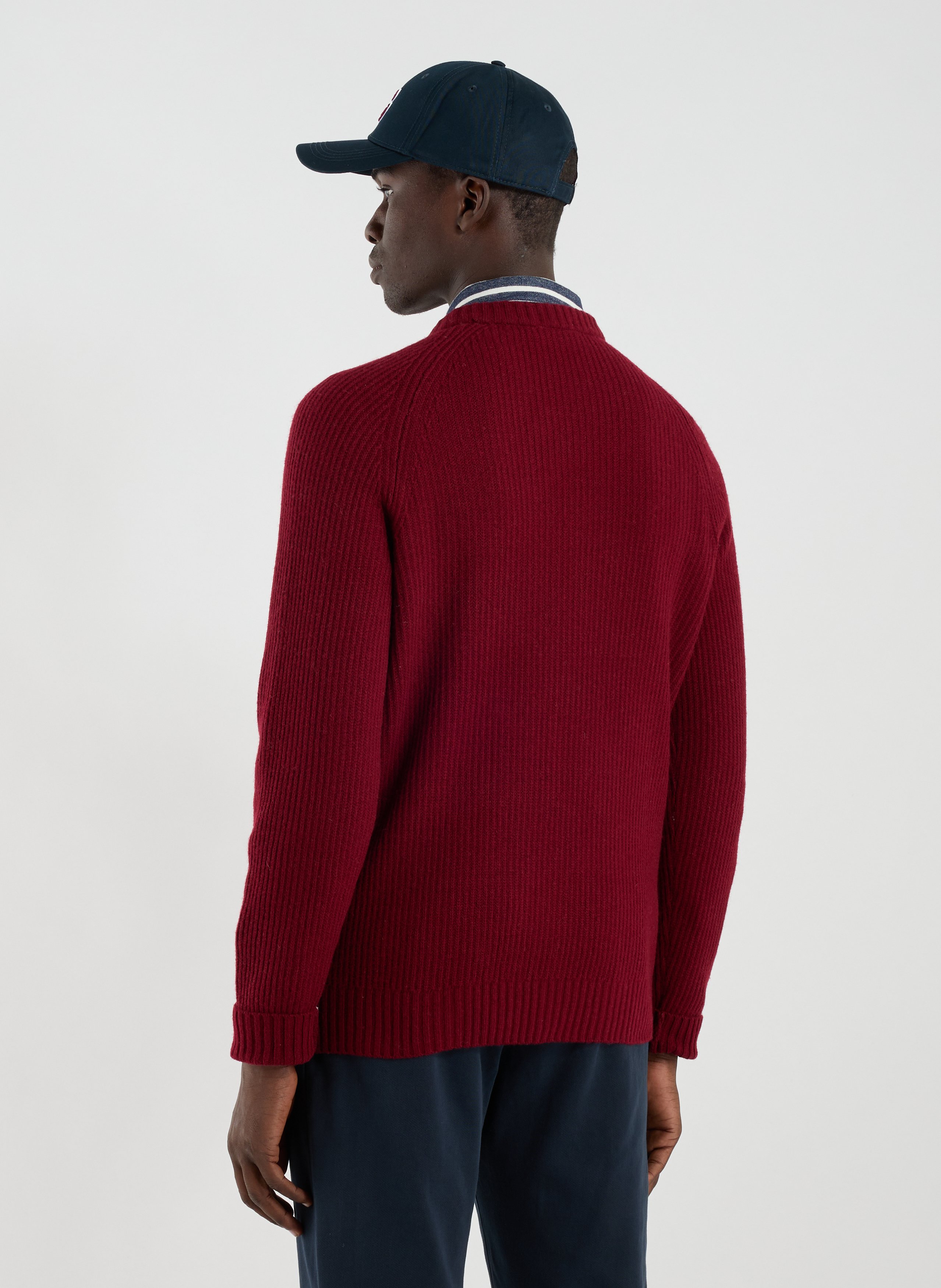 Straight ribbed knit cotton blend sweater TIMBERLAND Red