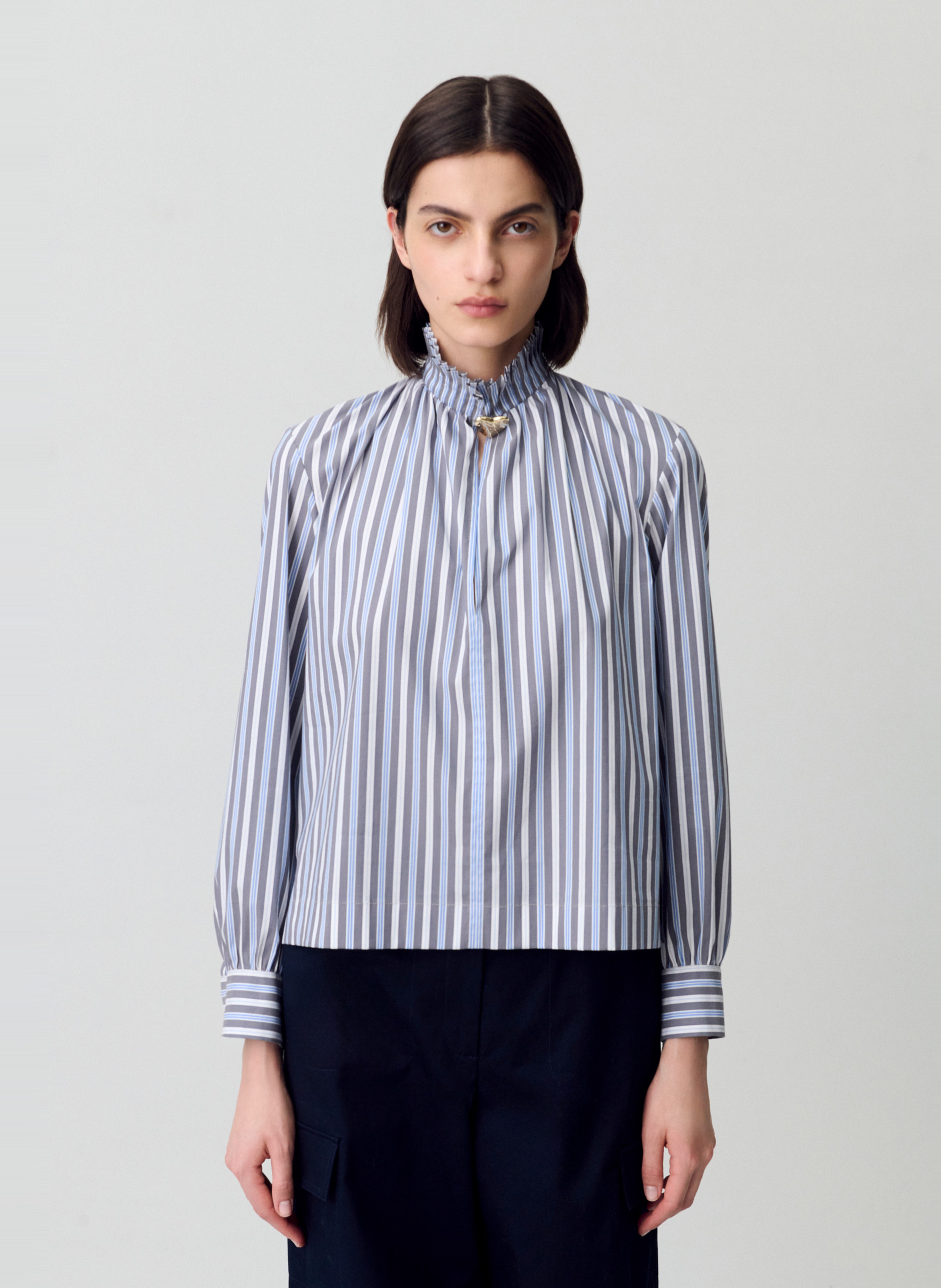 Blouse col victorien en coton bayabis CLAUDIE PIERLOT Multicolore