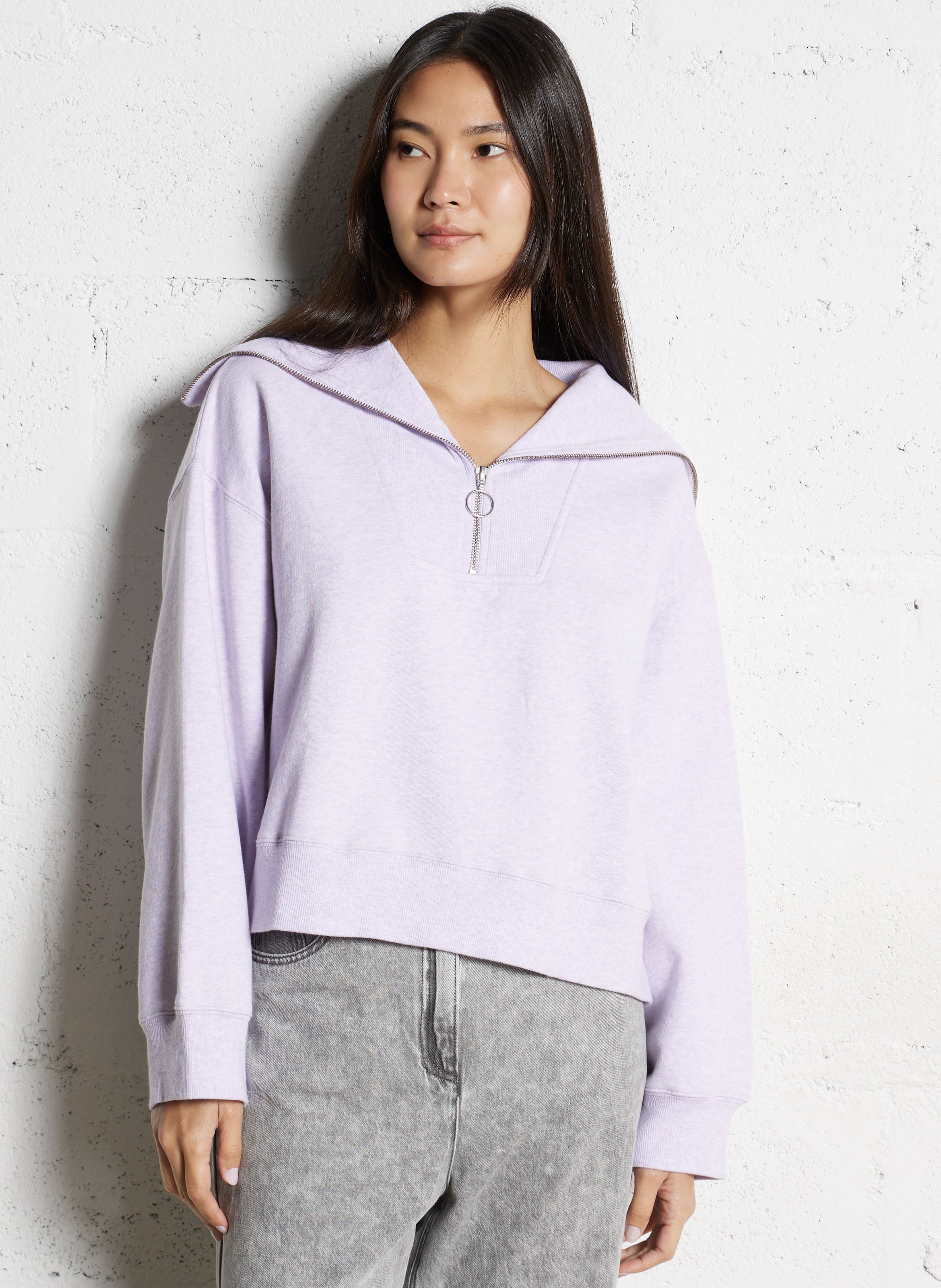 Sweat oversize col montant en coton IKKS Violet