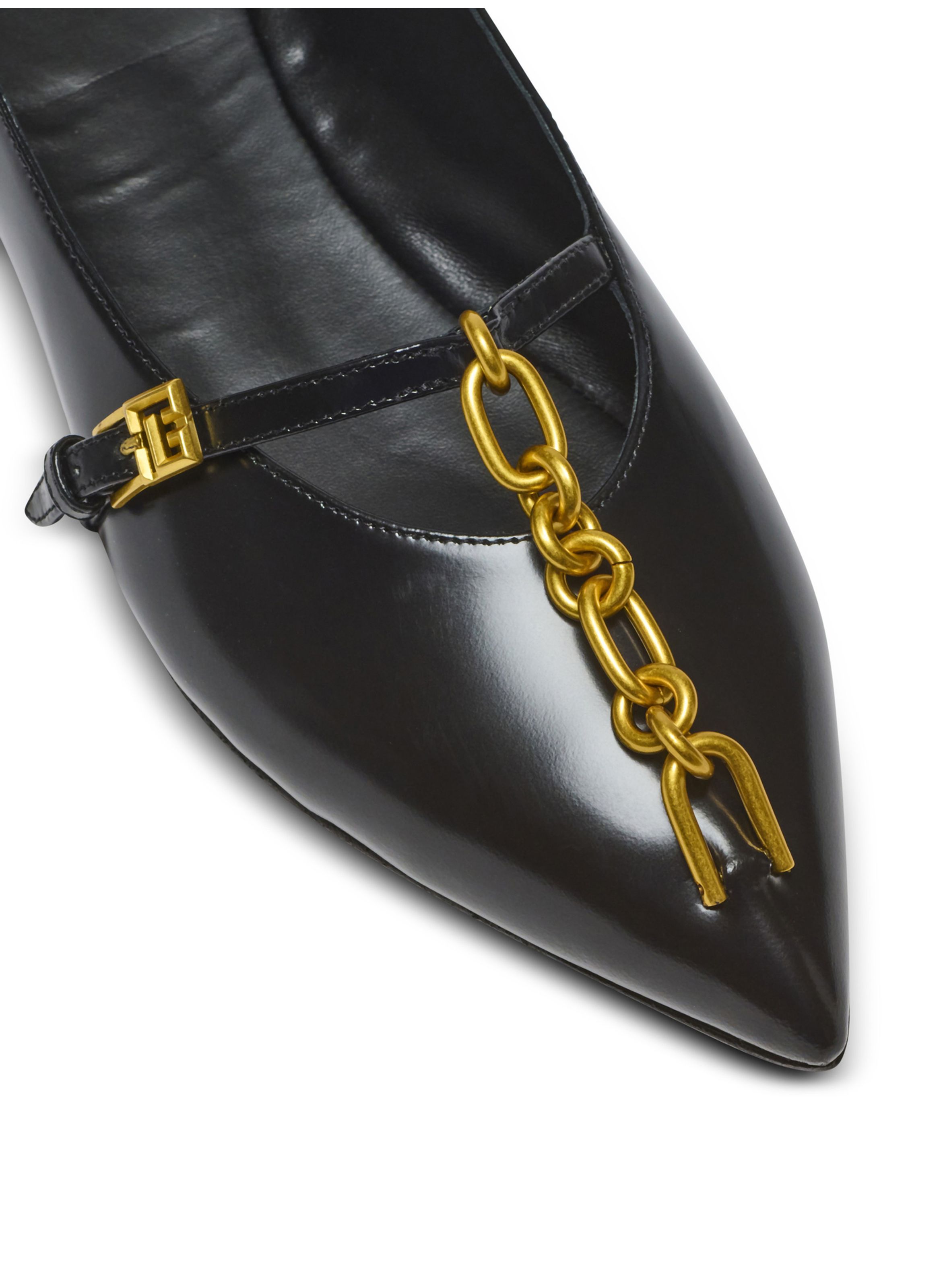 Ballerines sync en cuir d’agneau brillant BALMAIN Noir