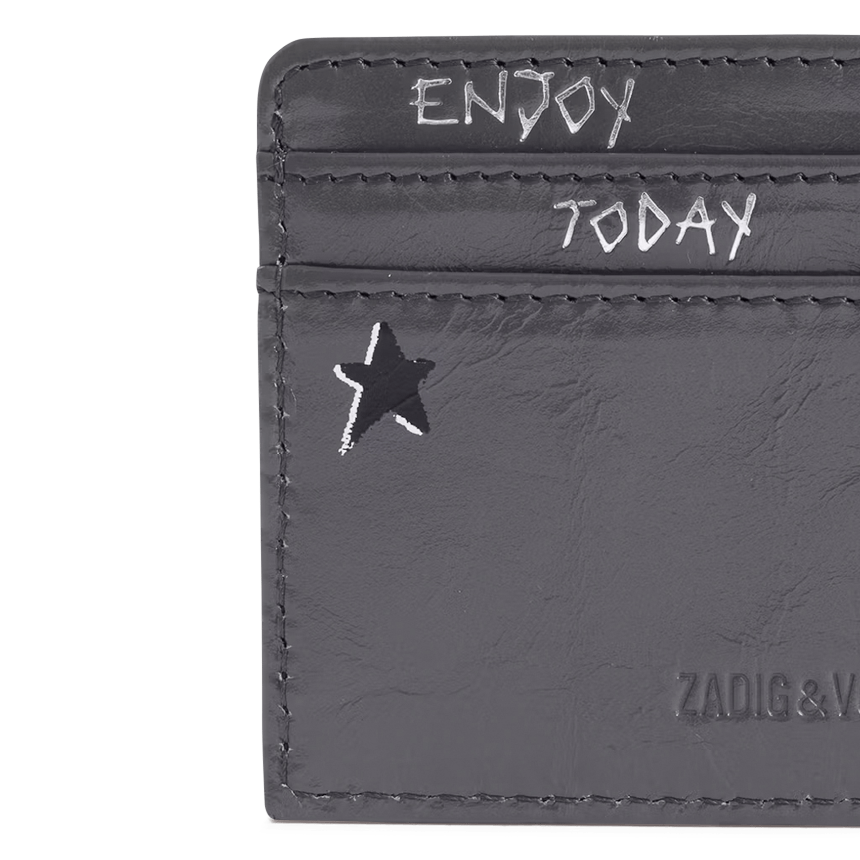 Porte-cartes en cuir imprimé zv pass ZADIG&VOLTAIRE Gris