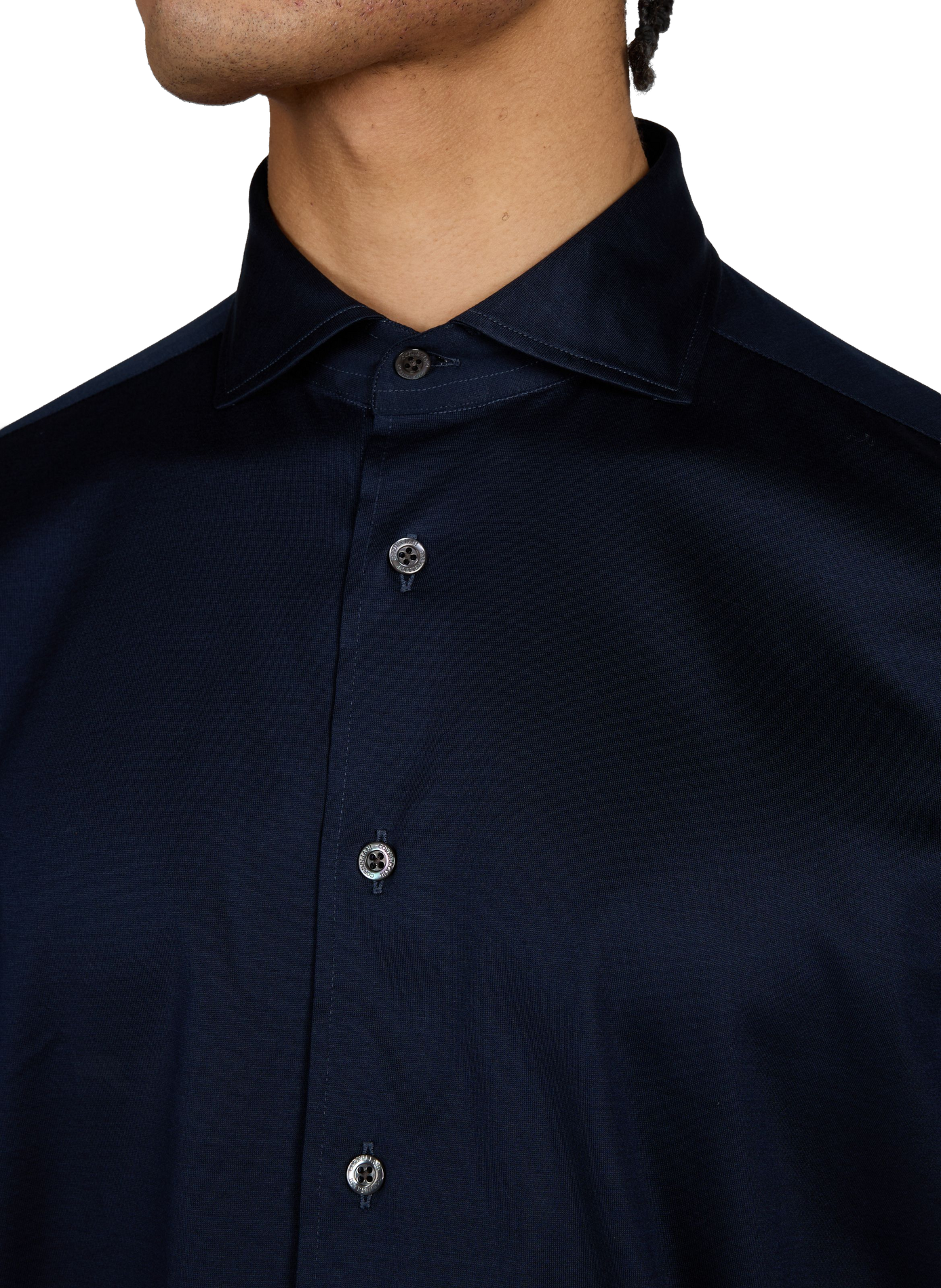 Straight Satin Cotton Shirt CORNELIANI Blue
