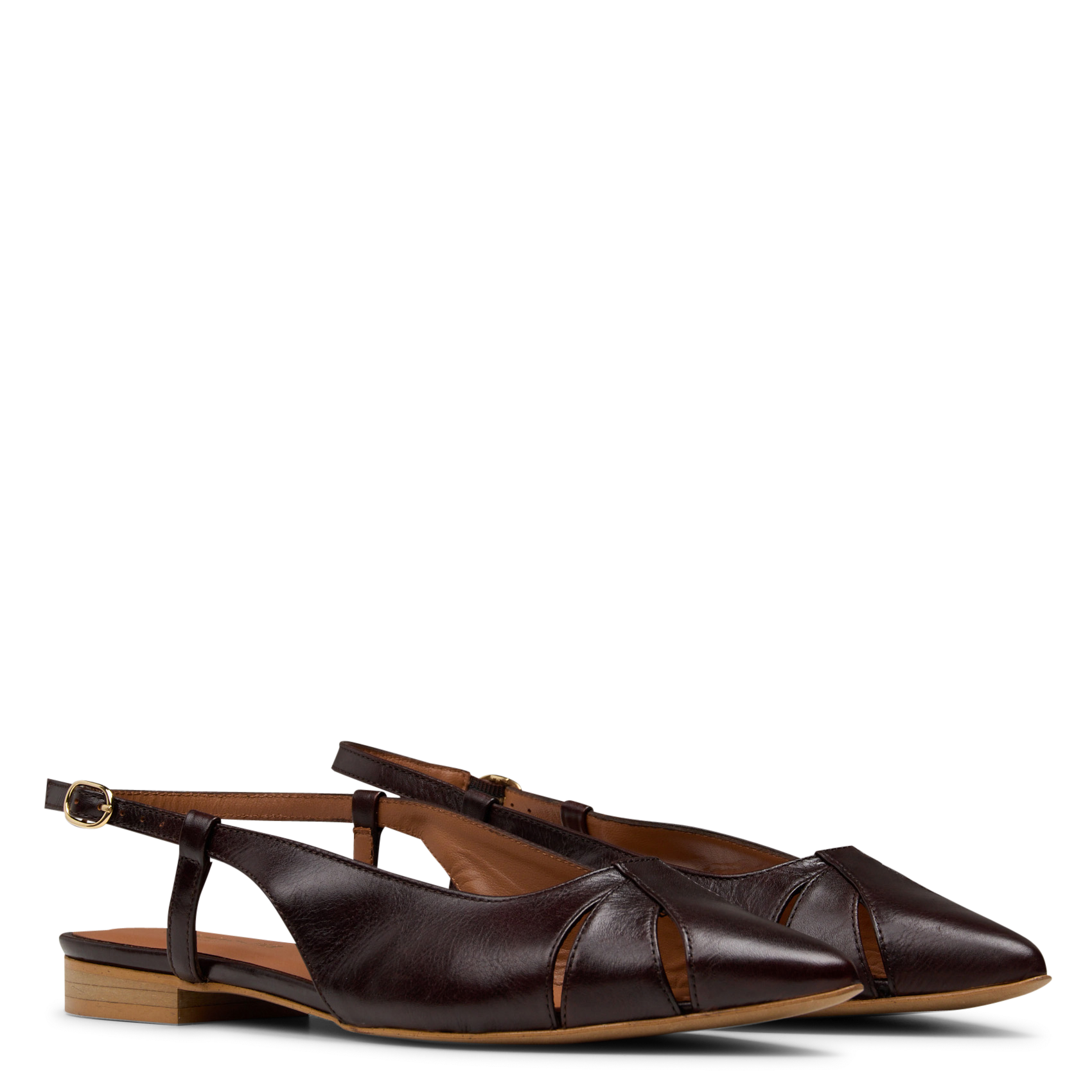 Sandales plates en cuir sofia MAISON 123 Marron