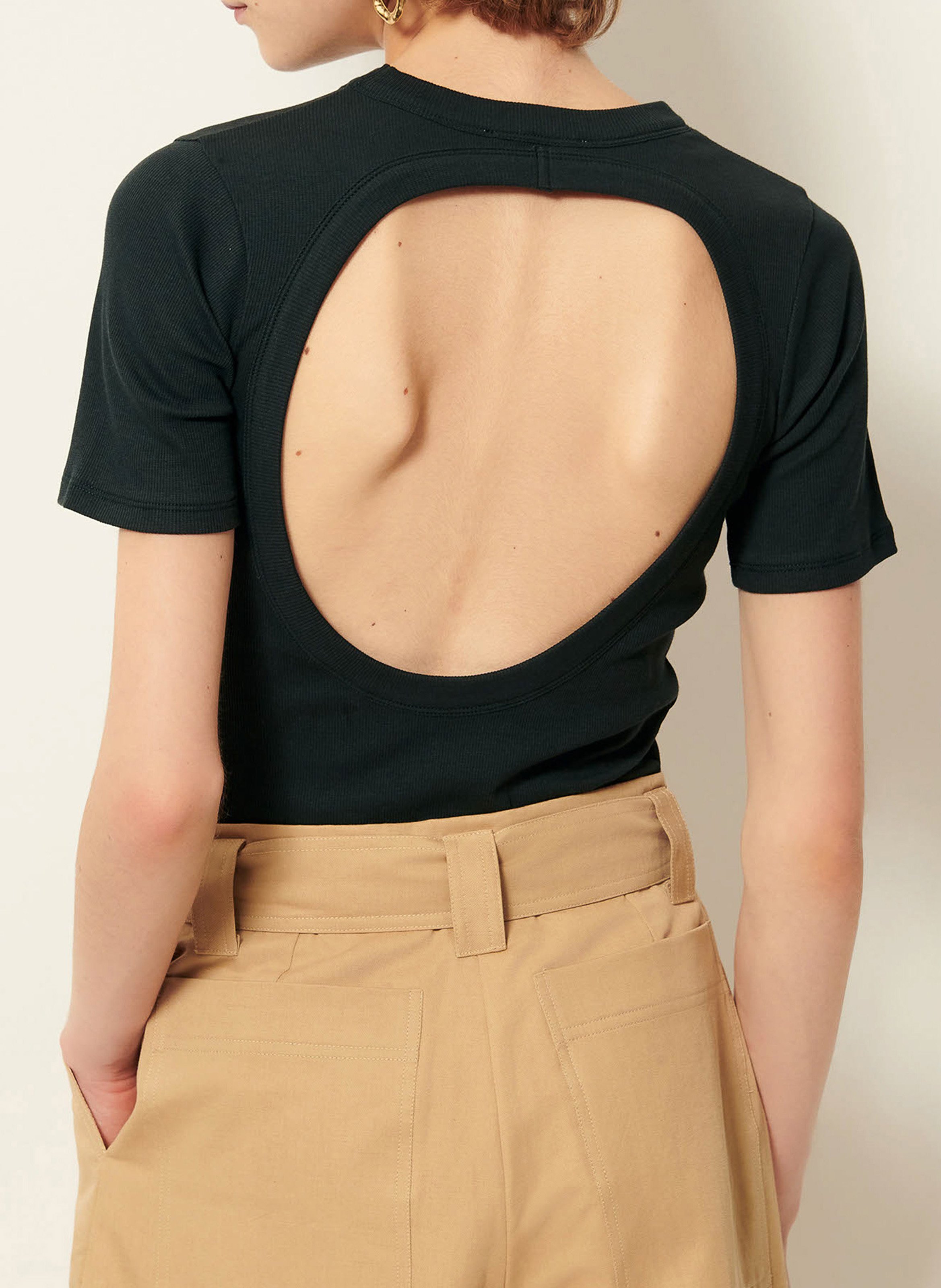 Tee-shirt col rond en coton jahara SESSUN Noir