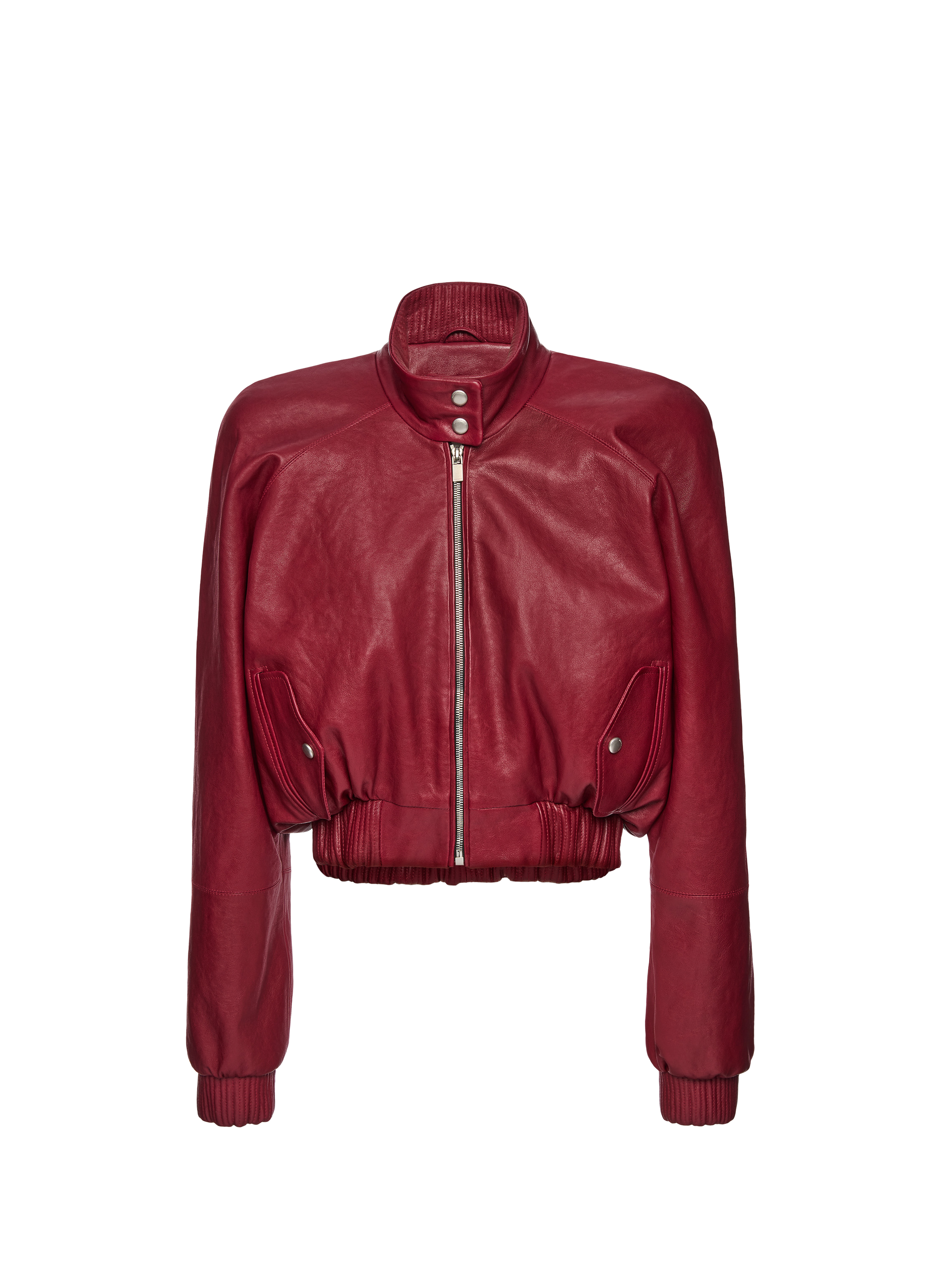 Short sheepskin leather bomber jacket MAGDA BUTRYM Red
