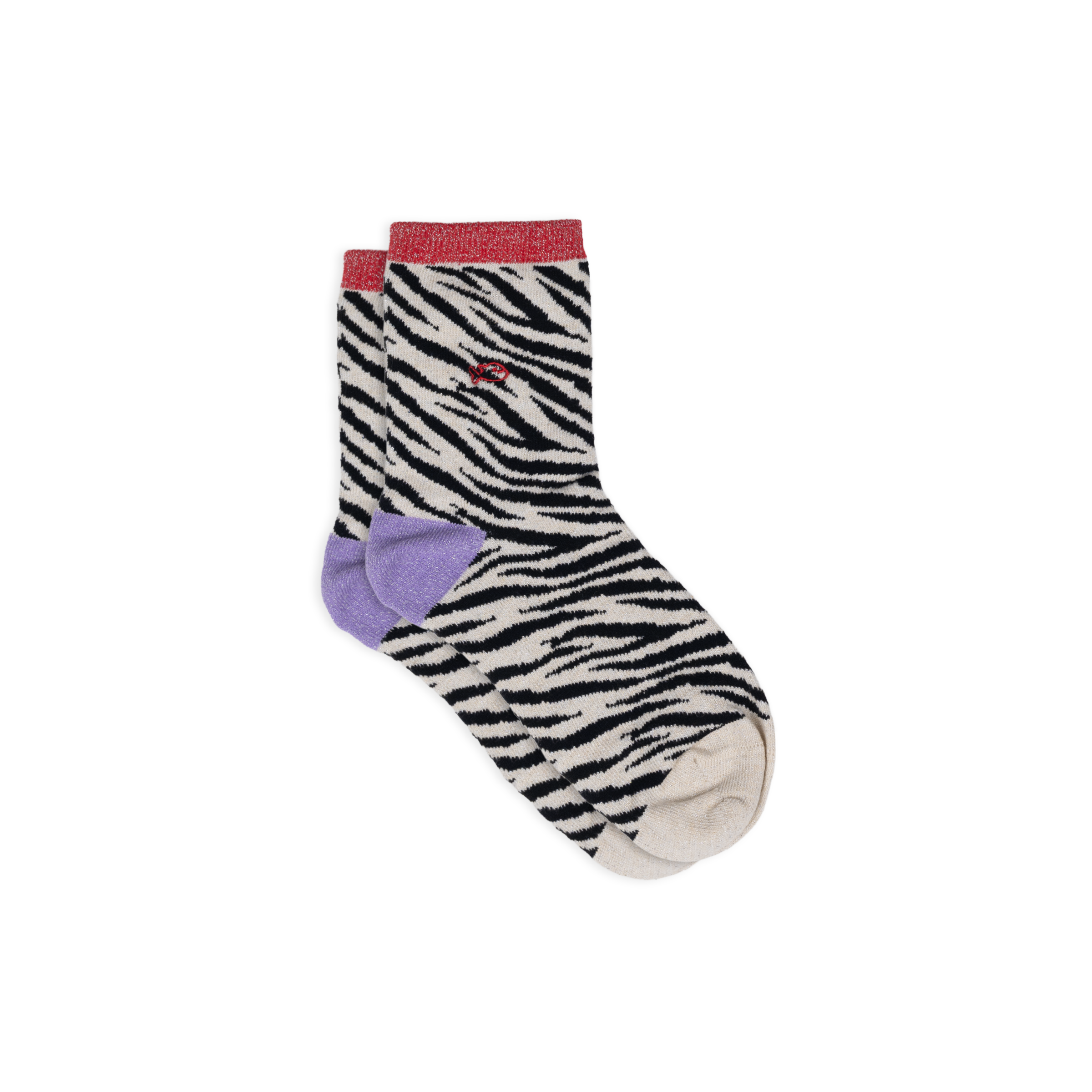 Chaussettes en coton peigné zèbre  Noir et beige