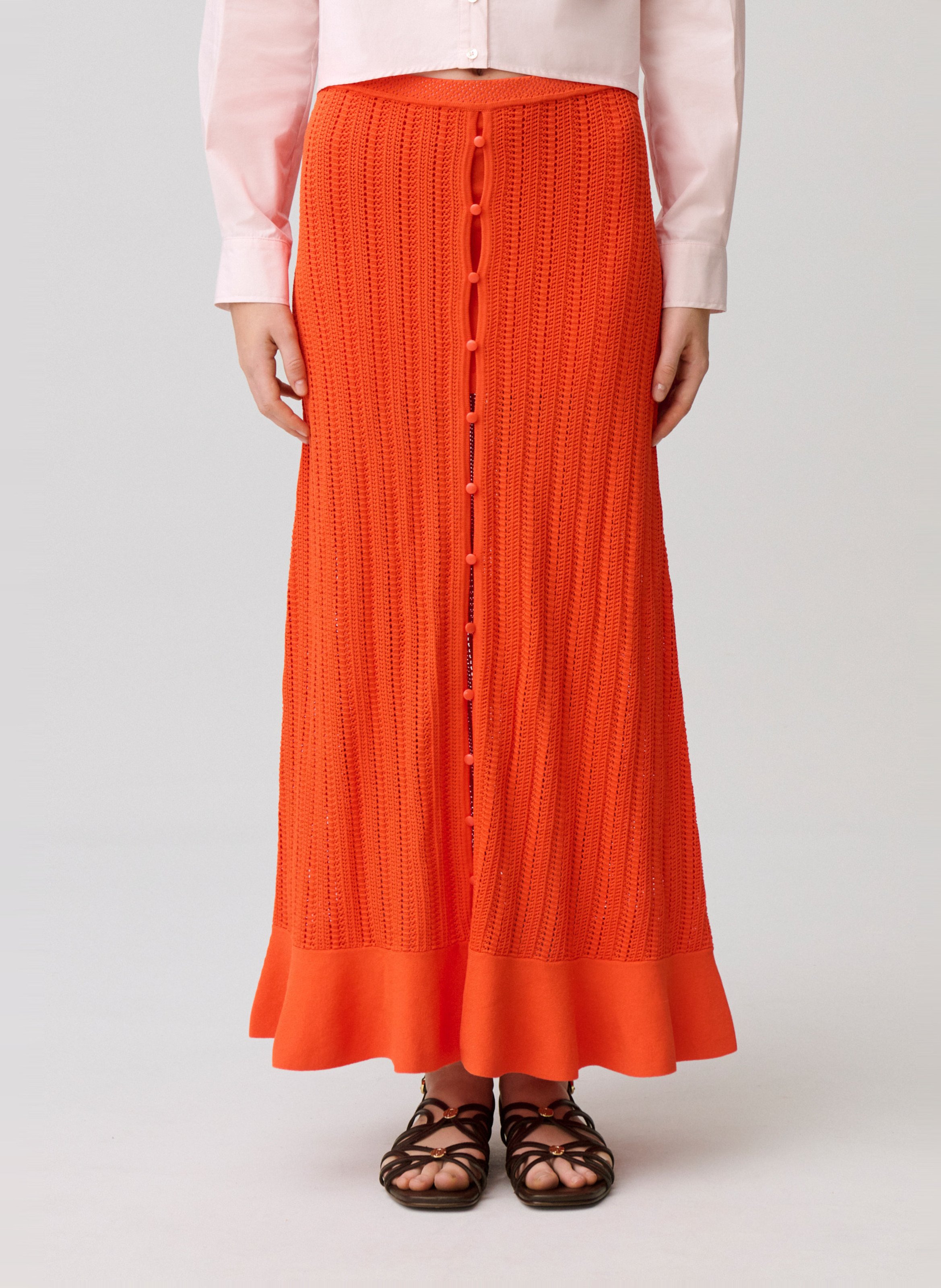 Jupe longue en crochet CLAUDIE PIERLOT Orange