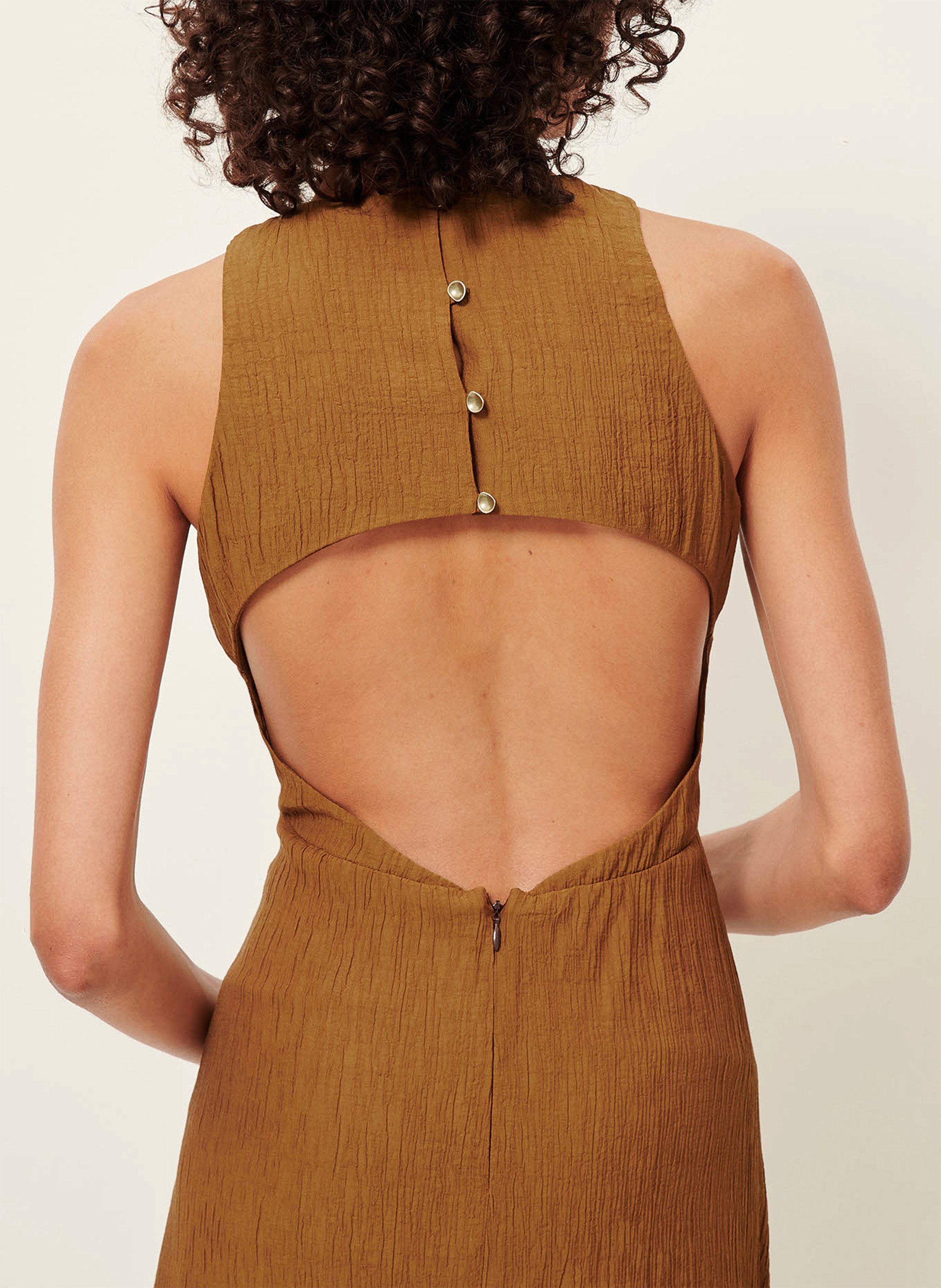 Robe midi col rond lua SESSUN Marron