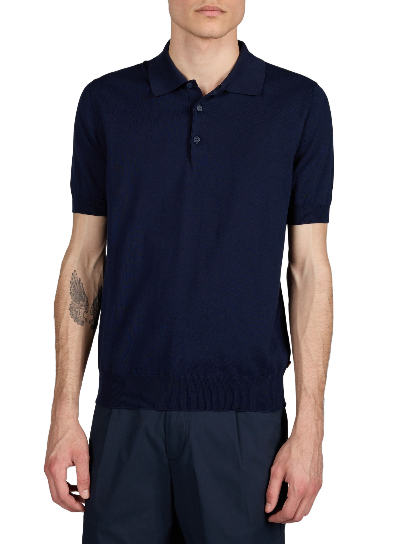 Short-sleeved polo in lightweight cotton knit K-WAY Blue
