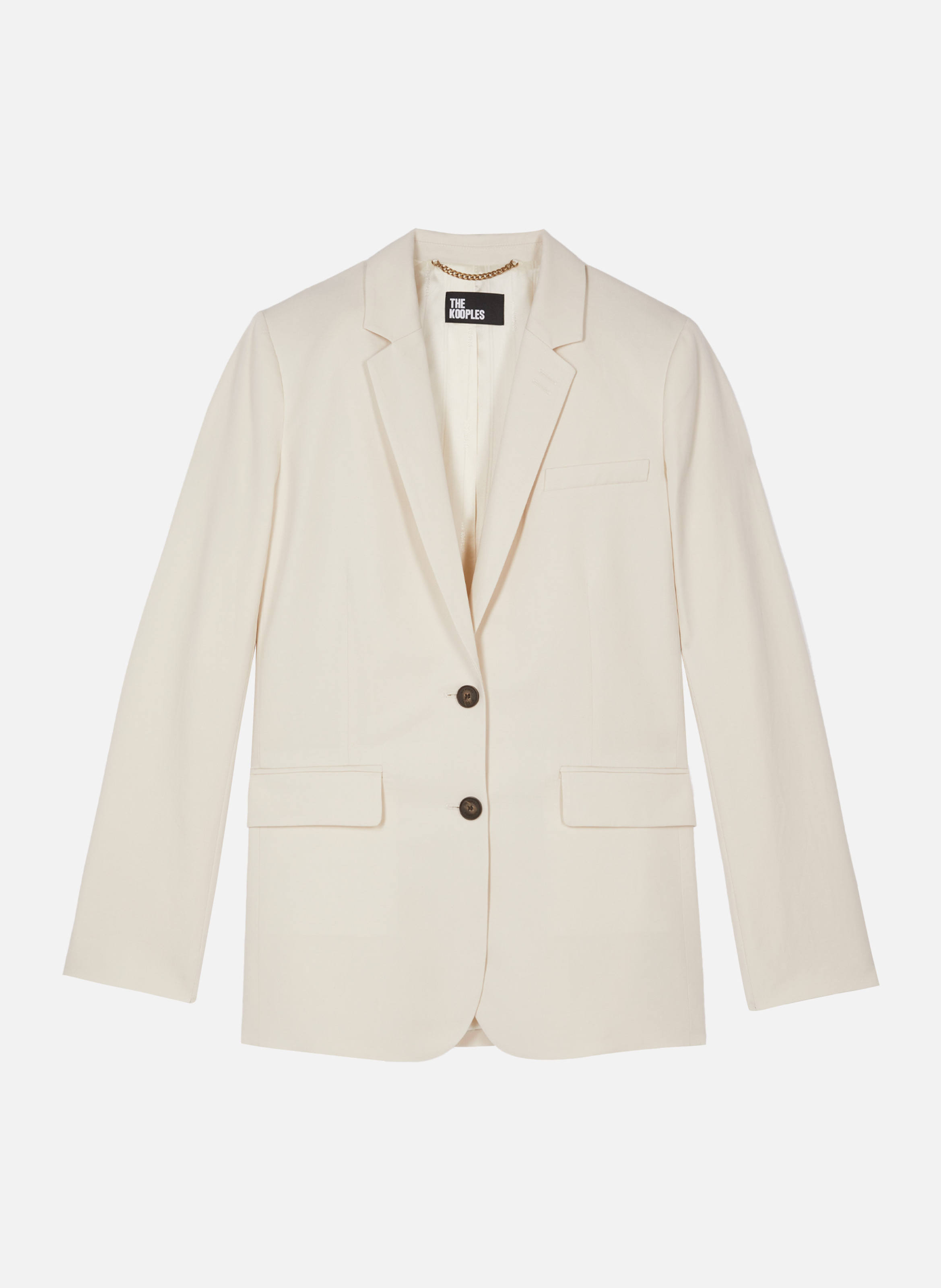 Veste de tailleur droite en lin et coton  Beige