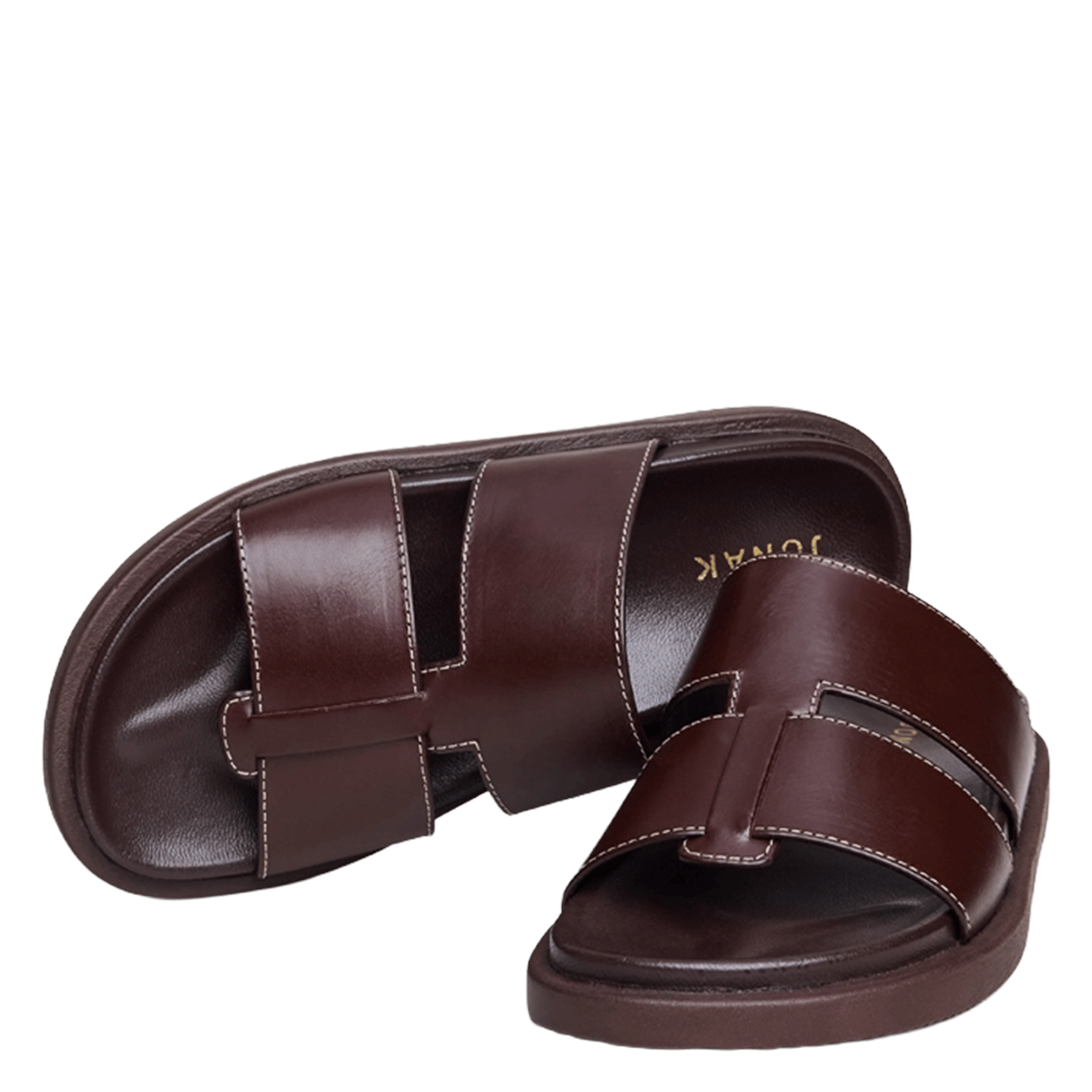 Mules compensées en cuir westminster JONAK Marron