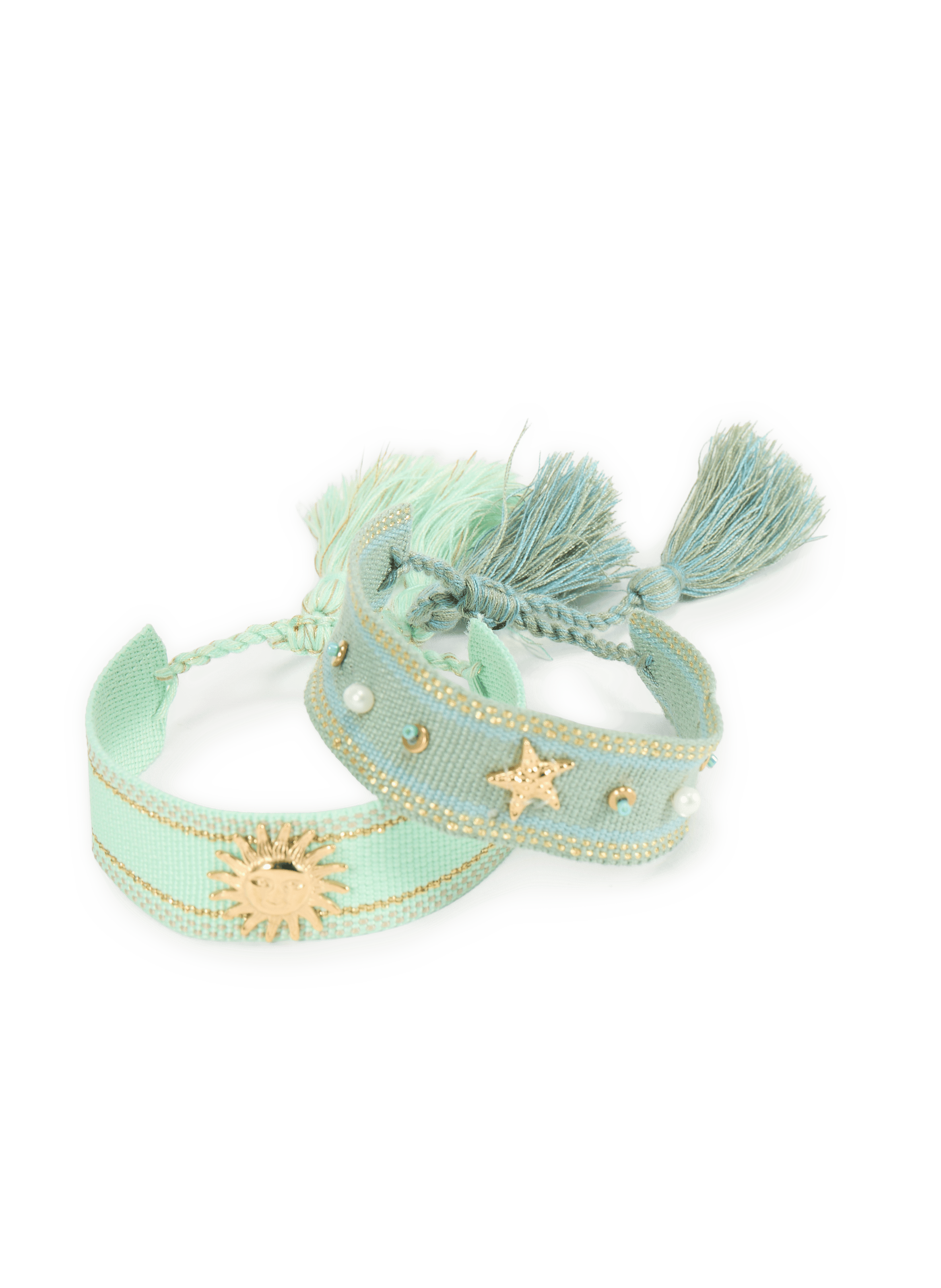 Lot de deux bracelets en tissu AU PRINTEMPS PARIS Vert