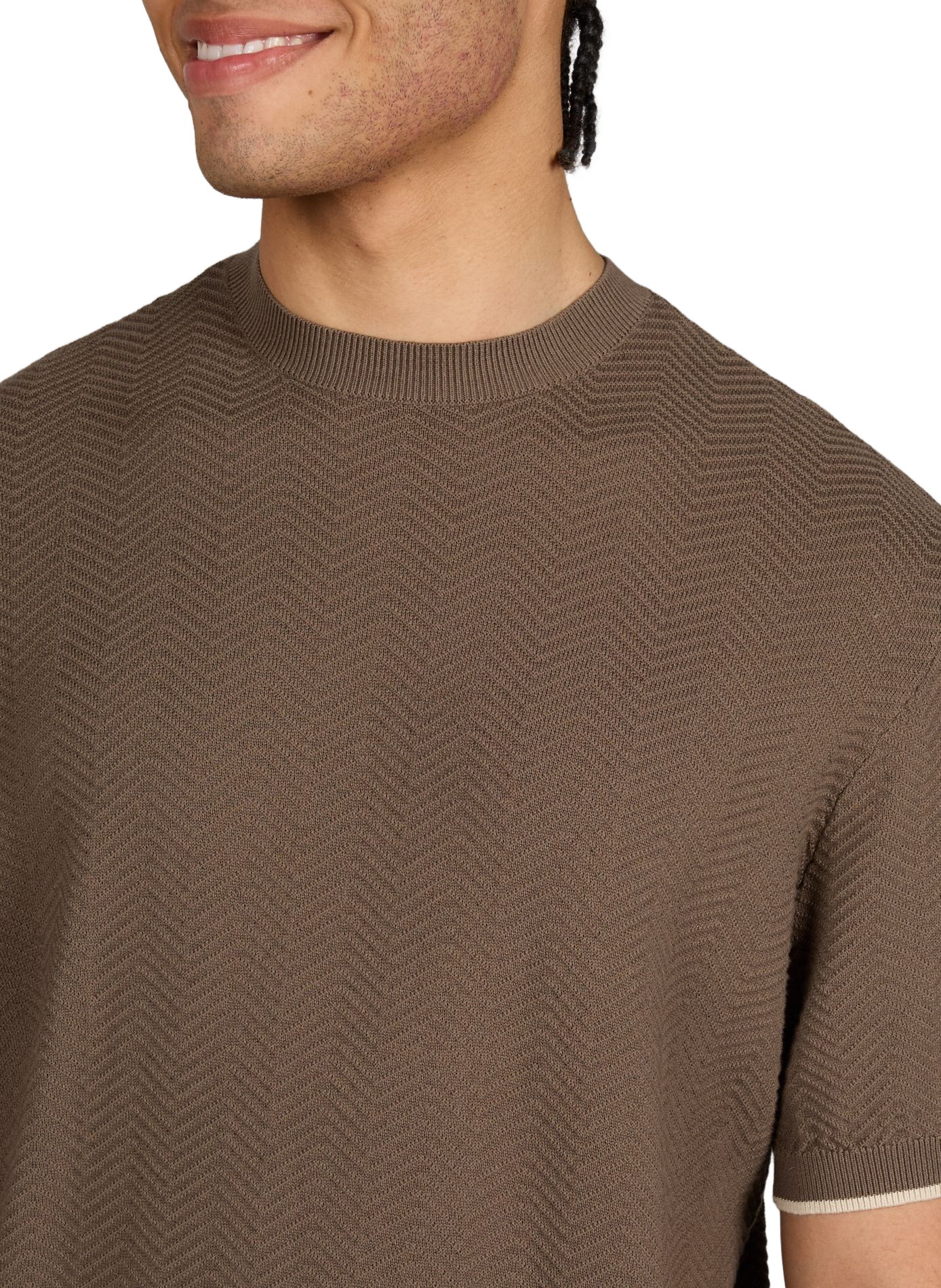 Round neck piqué cotton t-shirt EMPORIO ARMANI Brown