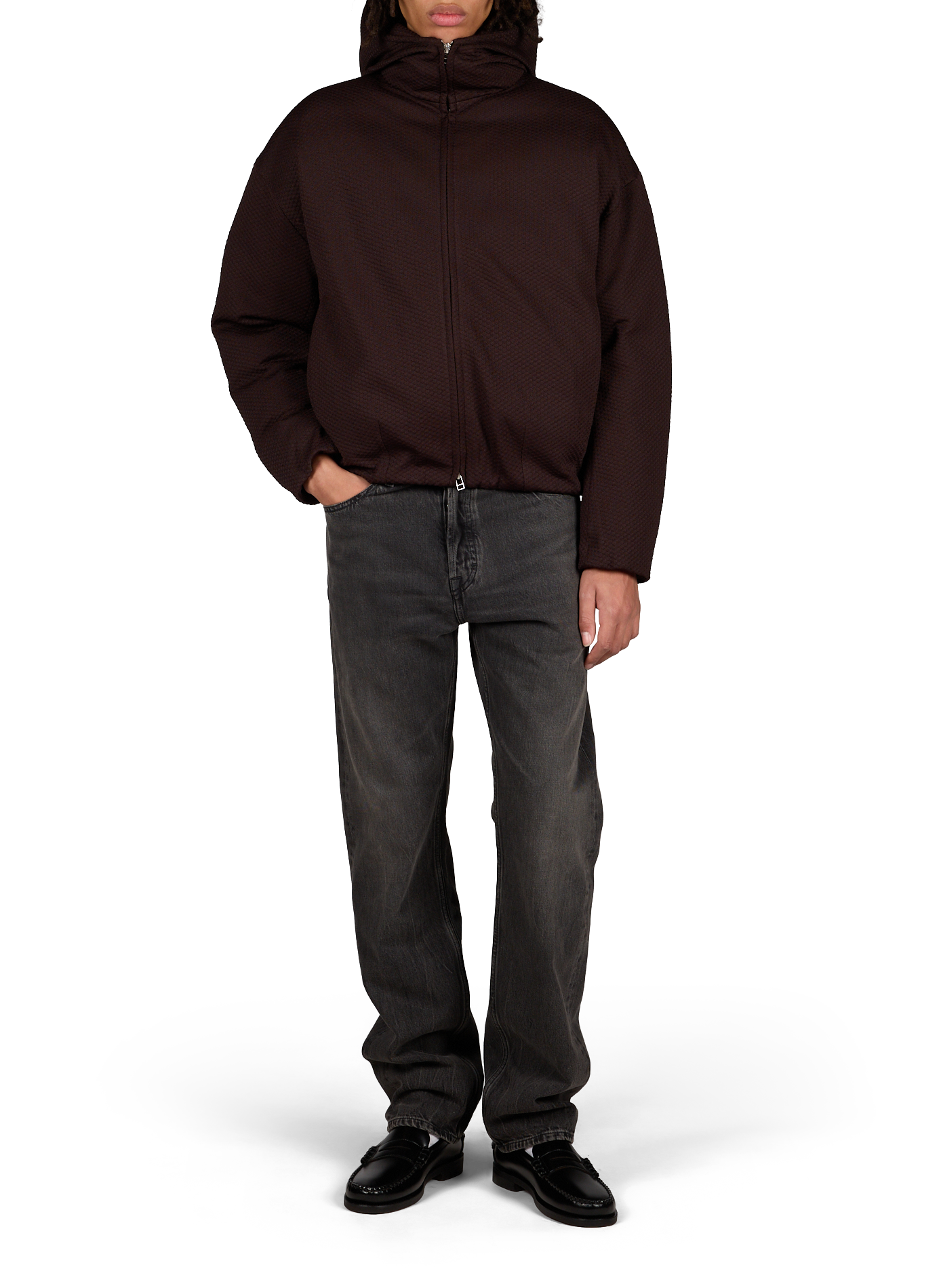 Puffer Bud Jacquard Hooded Jacket OMAR AFRIDI Red