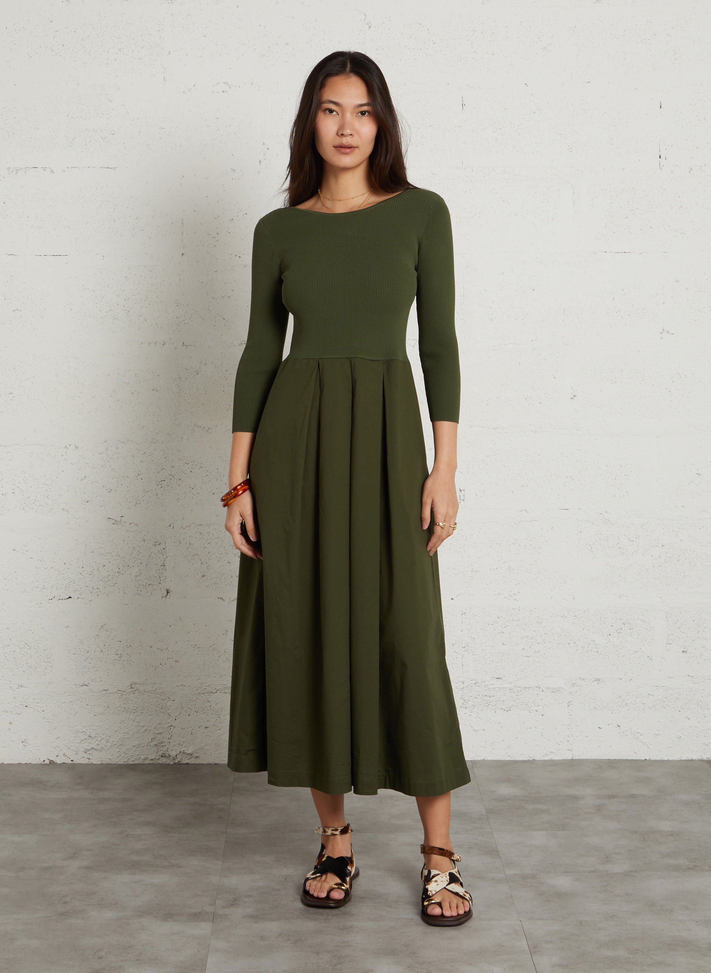 Robe ample manches 3/4 unie blondie MAISON 123 Kaki
