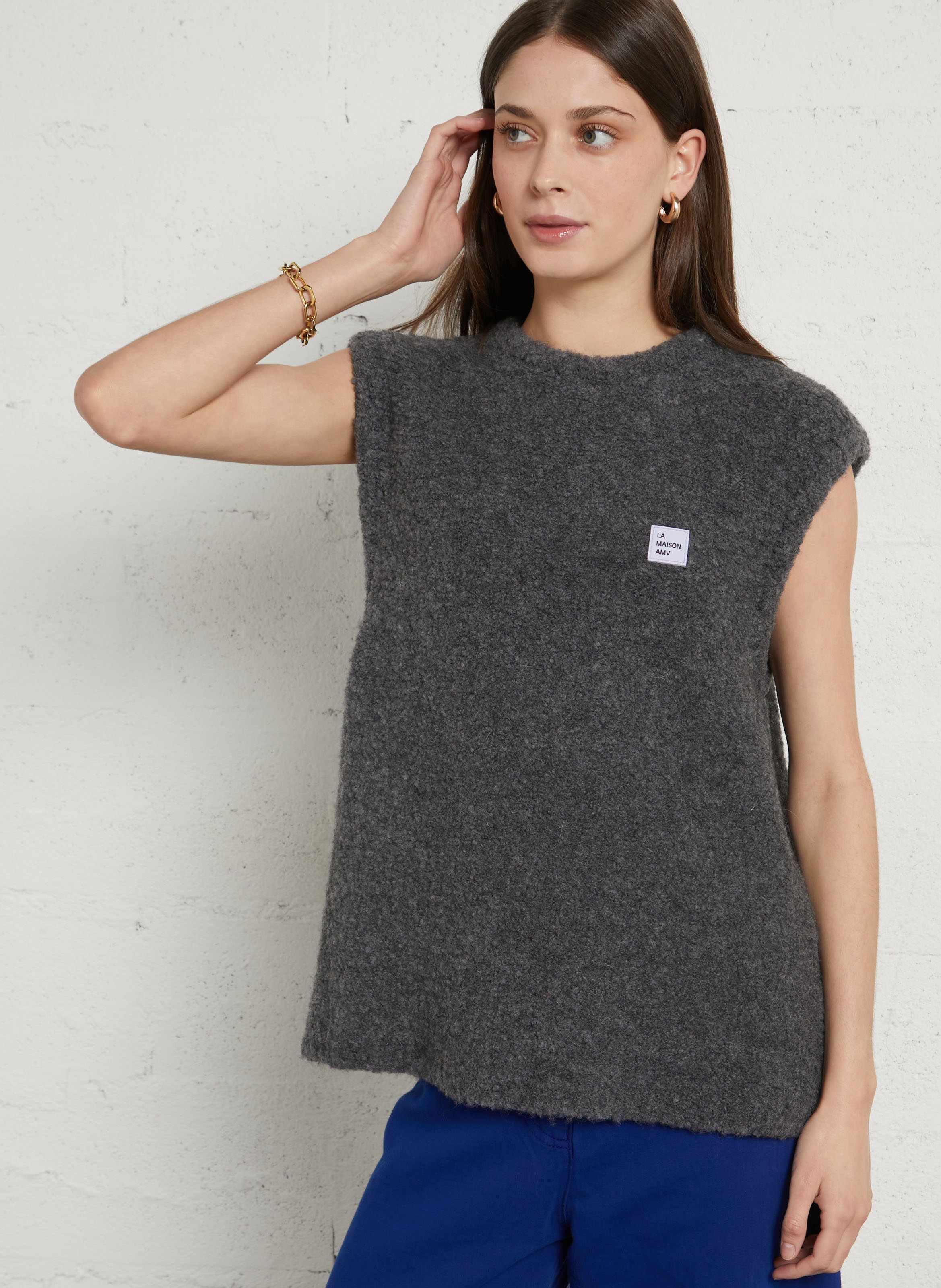 Pull oversize en maille zolly AMERICAN VINTAGE Gris