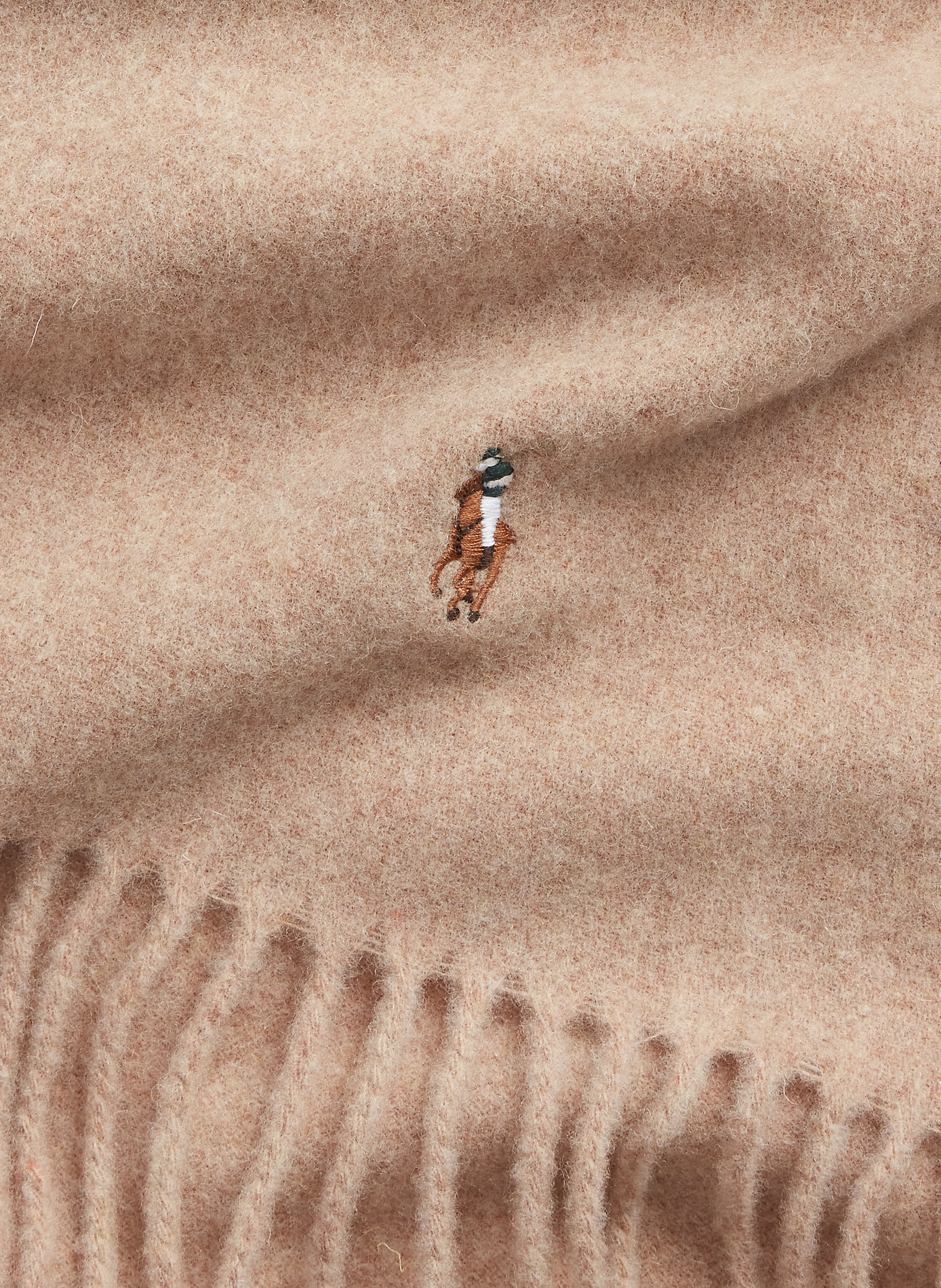 Écharpe à franges en laine vierge POLO RALPH LAUREN Beige