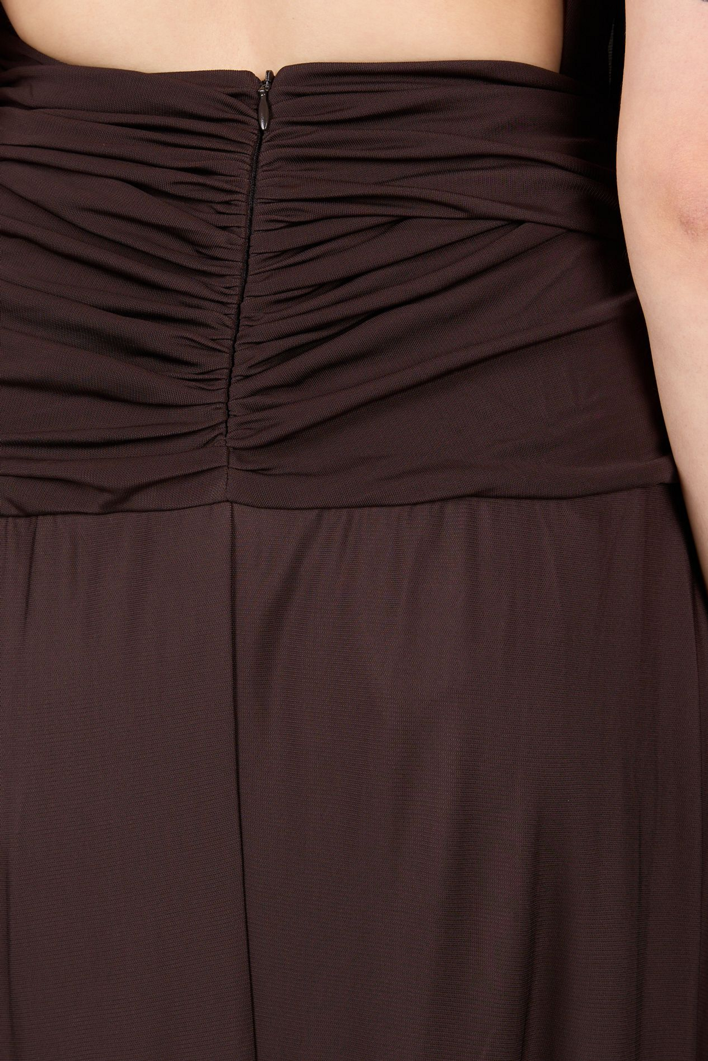 Pleated skirt with draped waist and jewel CHRISTOPHER ESBER Brown