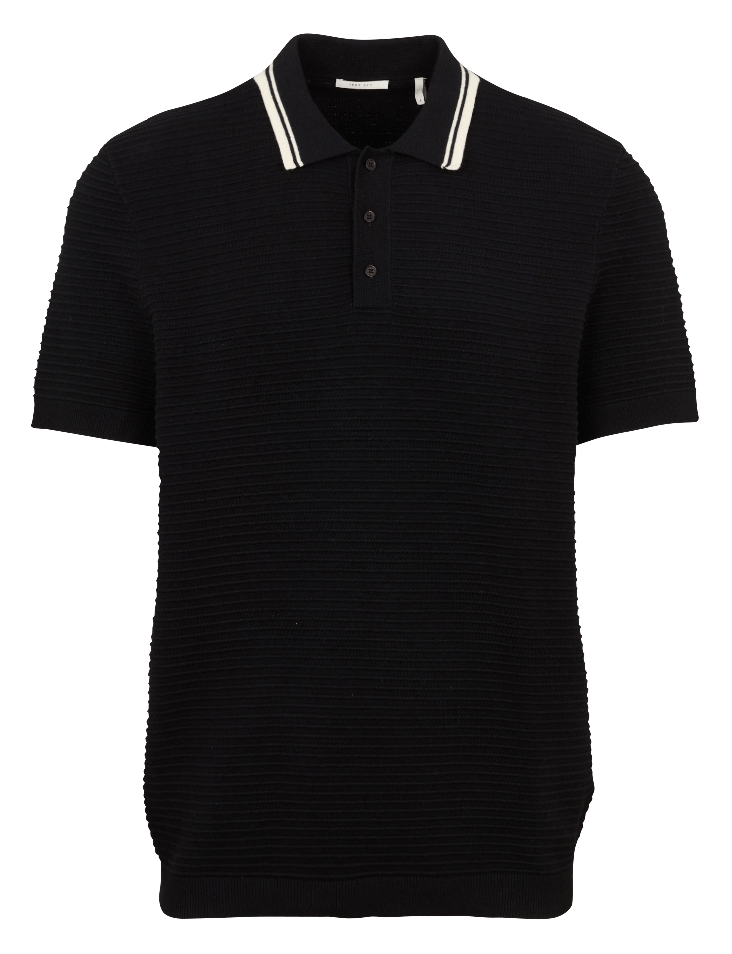 Polo manches courtes uni à col rayé IKKS Noir