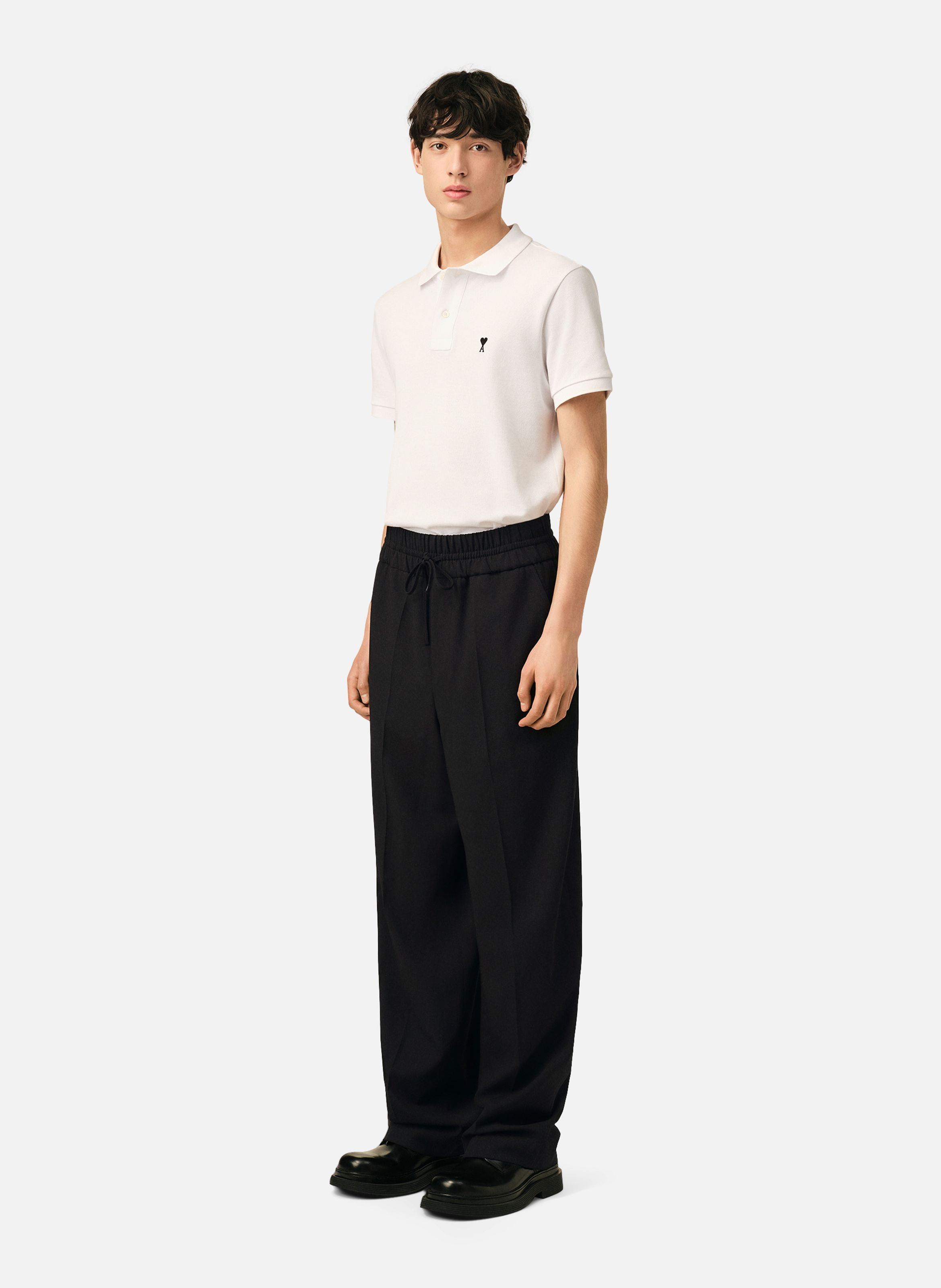 Pantalon unisexe en laine taille élastiquée AMI PARIS Noir