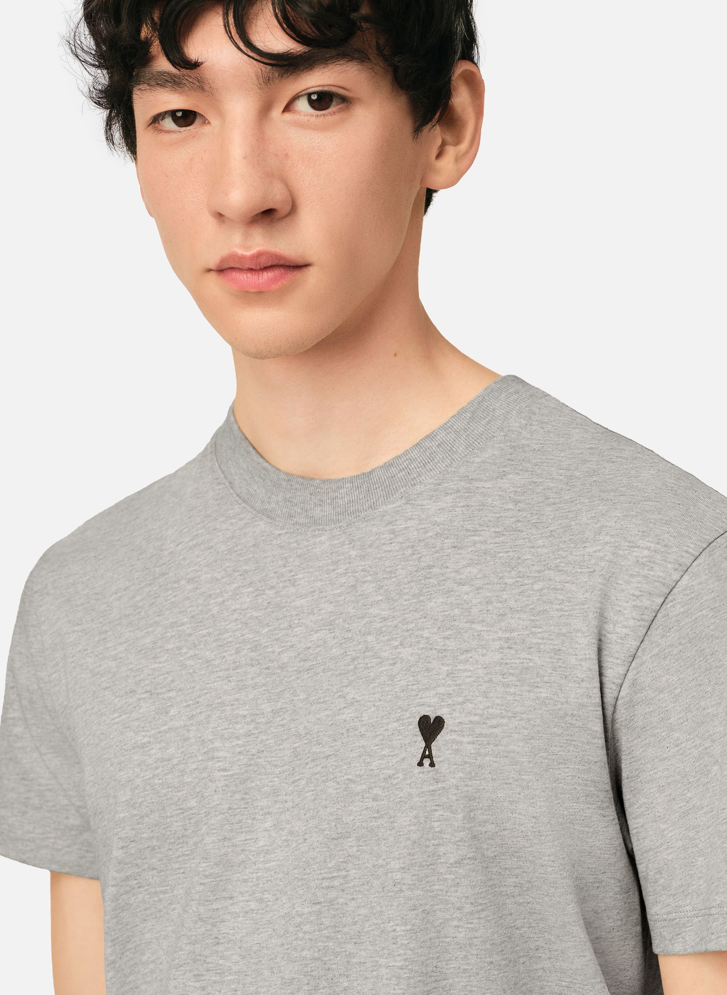 T-shirt ami de coeur en coton AMI PARIS Gris
