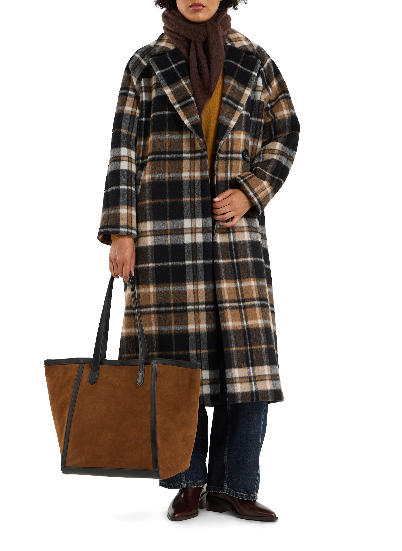 Sac cabas Enzobino en cuir suédé SAISON 1865 Marron