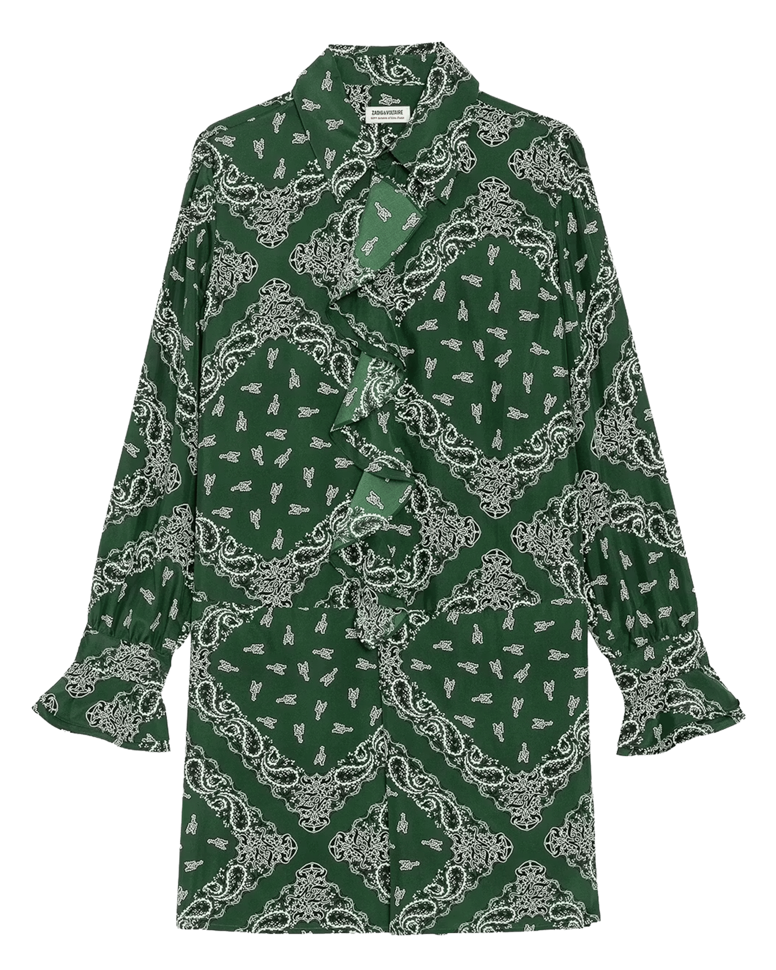 Robe courte col classique en soie imprimée rhelyne ZADIG&VOLTAIRE Vert