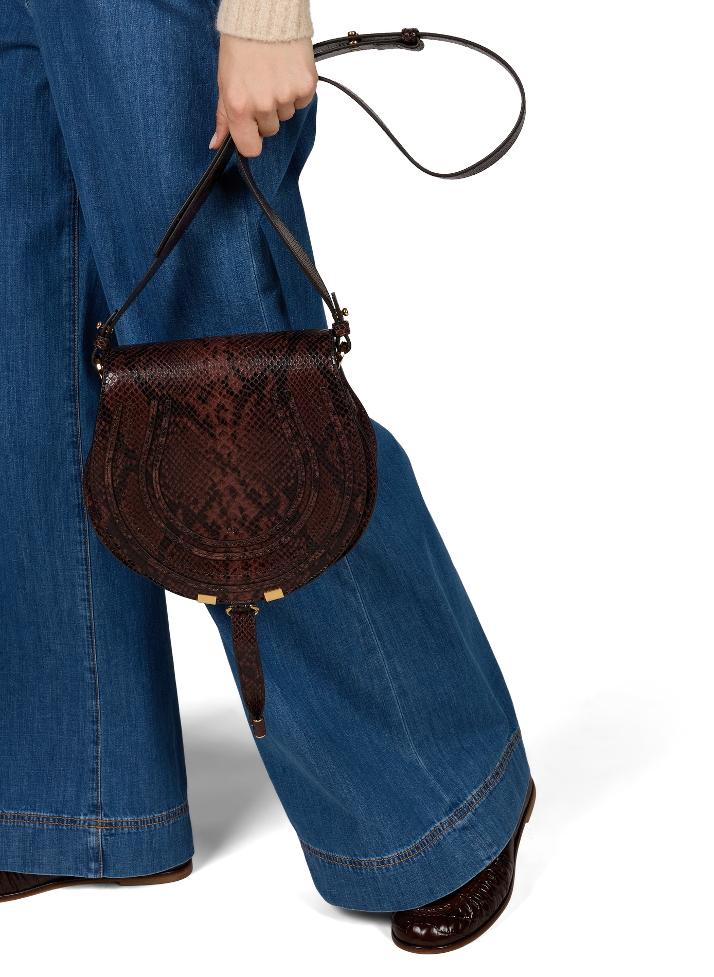 Bolso de efecto cocodrilo Marcie de cuero de ternera CHLOÉ Marrón