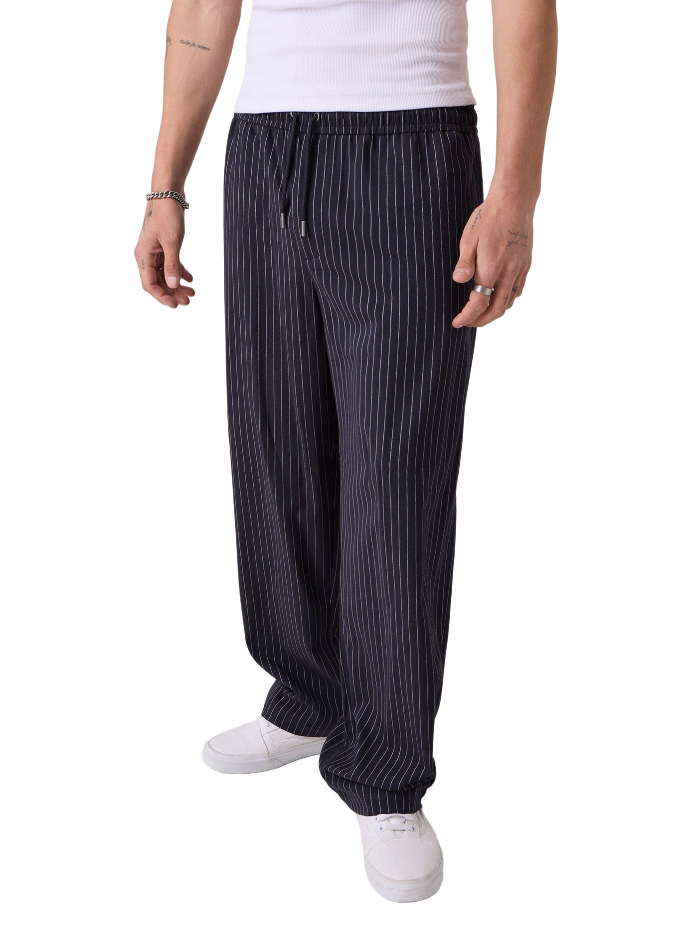 Pantalon large à rayures GUESS Bleu