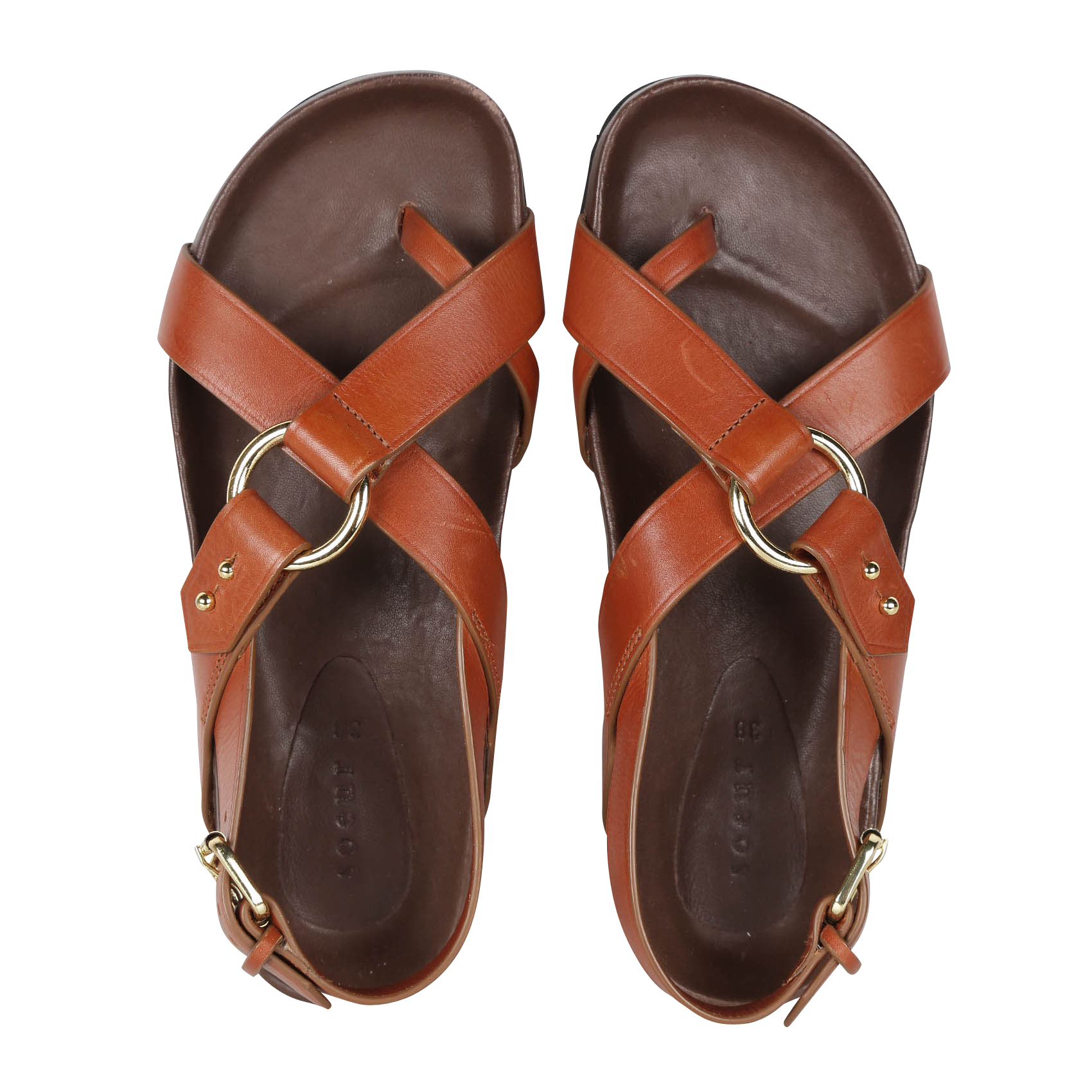 Sandales plates en cuir mexico SOEUR Marron