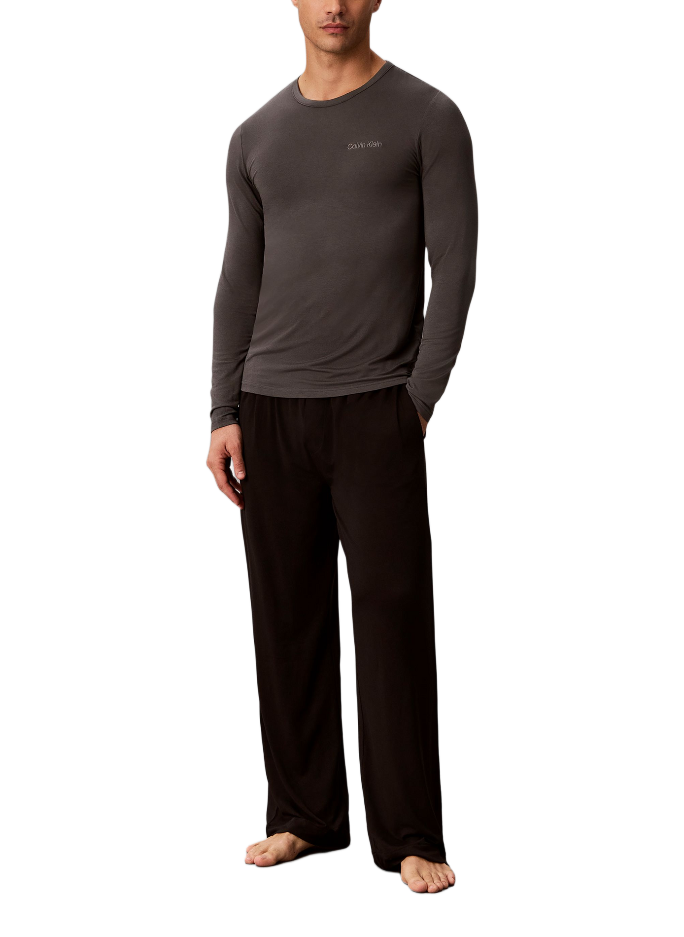 Sweat droit en coton mélangé CALVIN KLEIN Gris