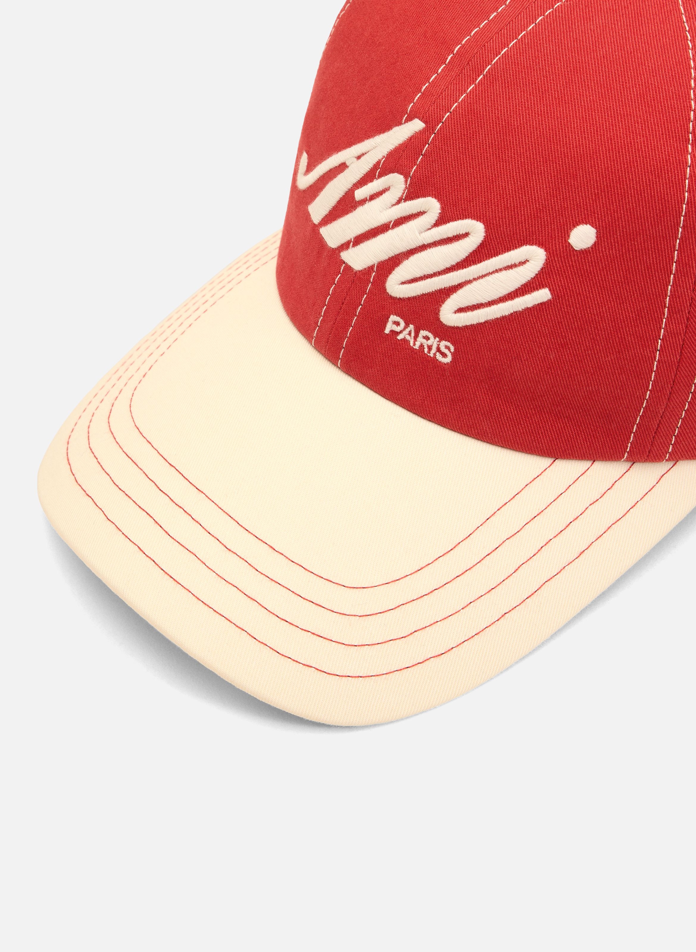 Casquette unisexe en coton broderie ami paris AMI PARIS Rouge