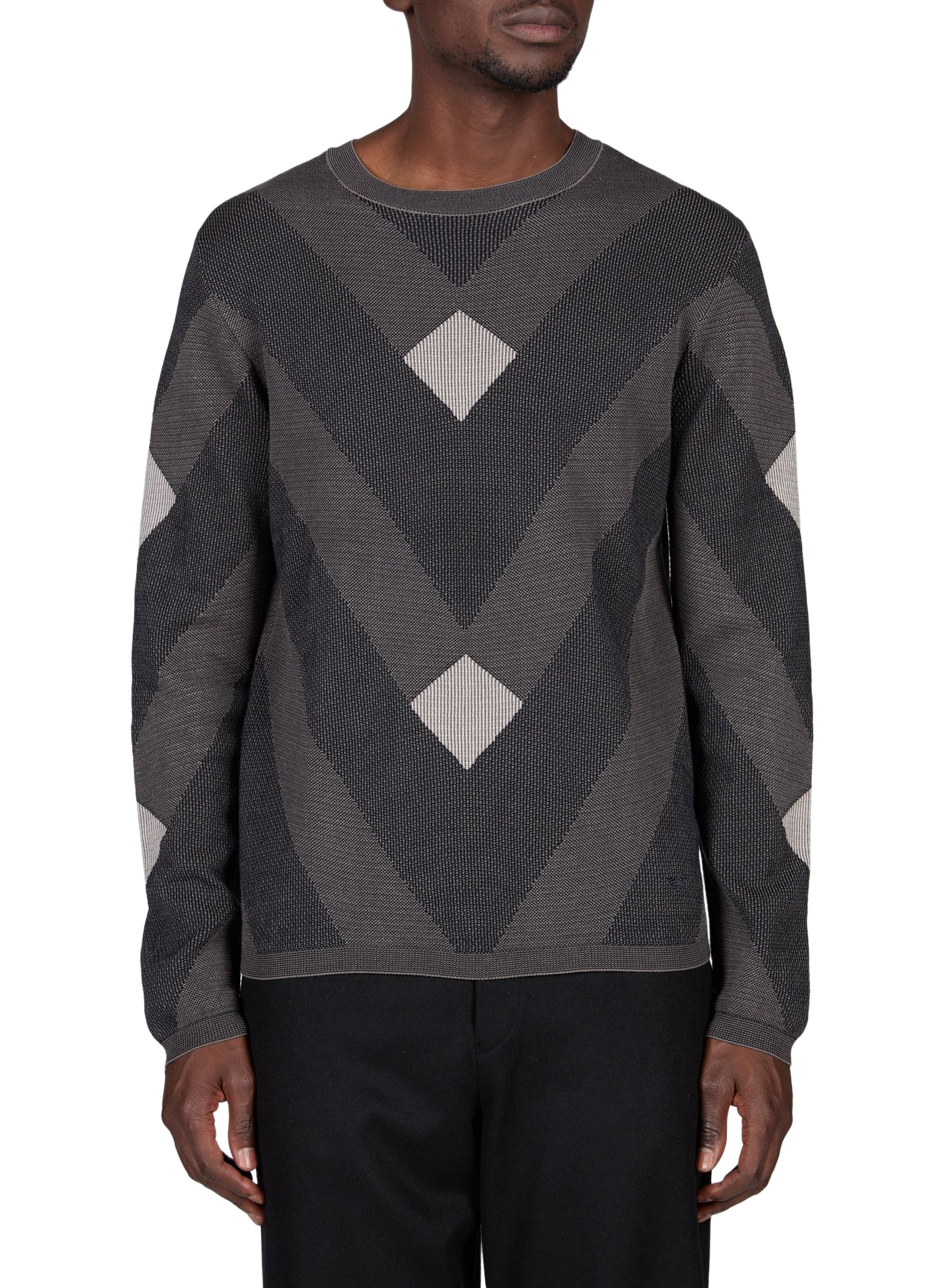Pullover mit Chevron-Jacquardmuster aus Baumwolle EMPORIO ARMANI Mehrfarbig