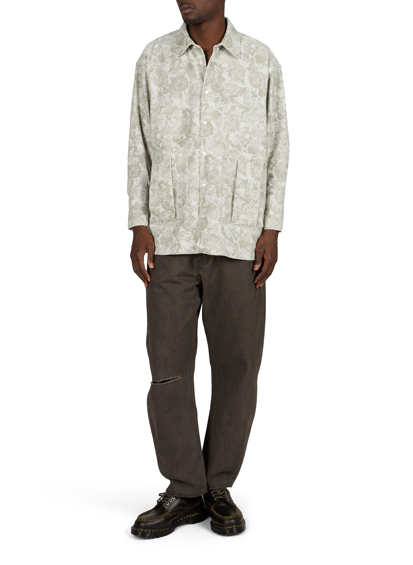Ribbed velvet shirt in cotton WANSIE Grey
