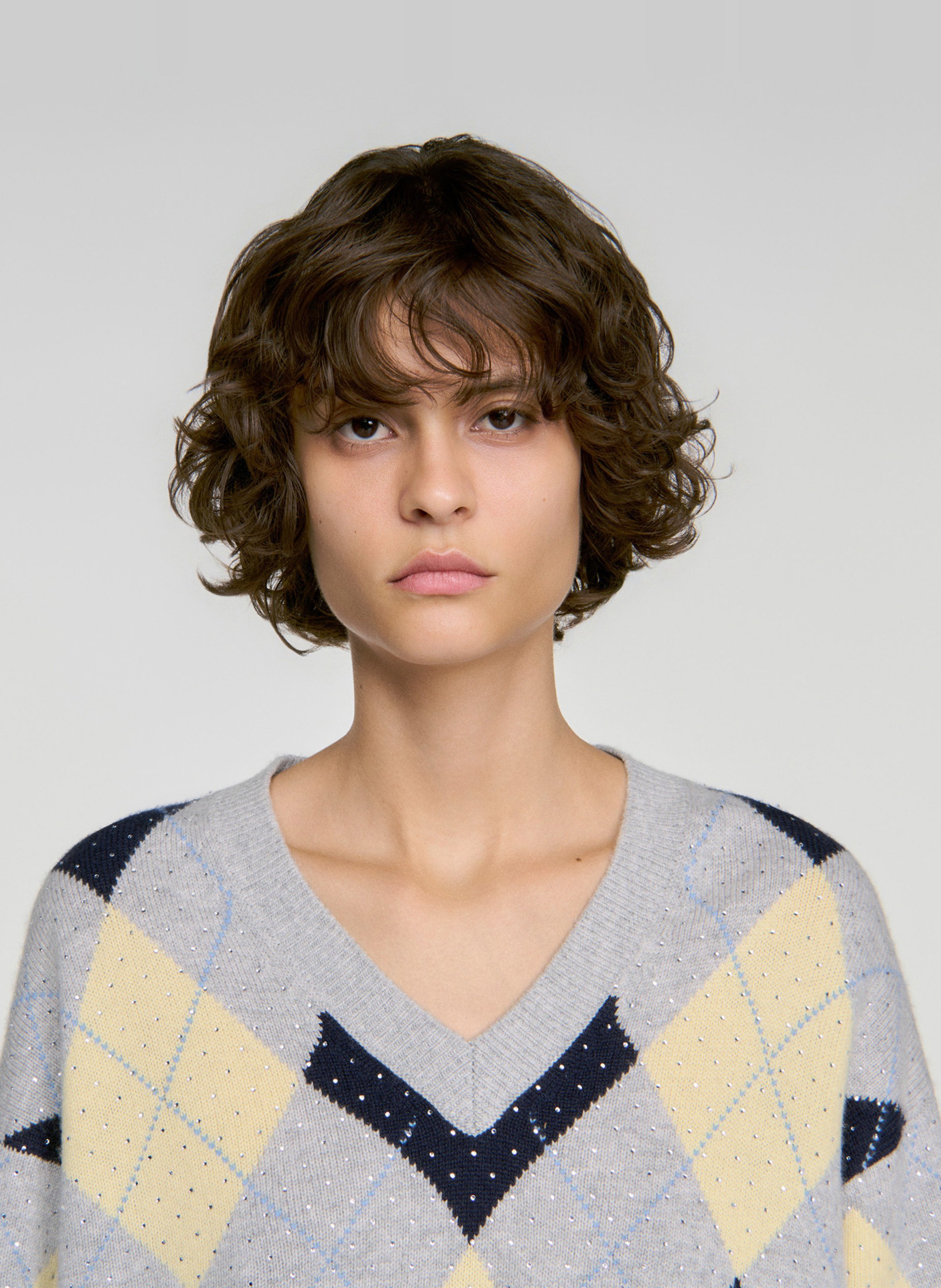 Pull oversize en laine SANDRO Gris