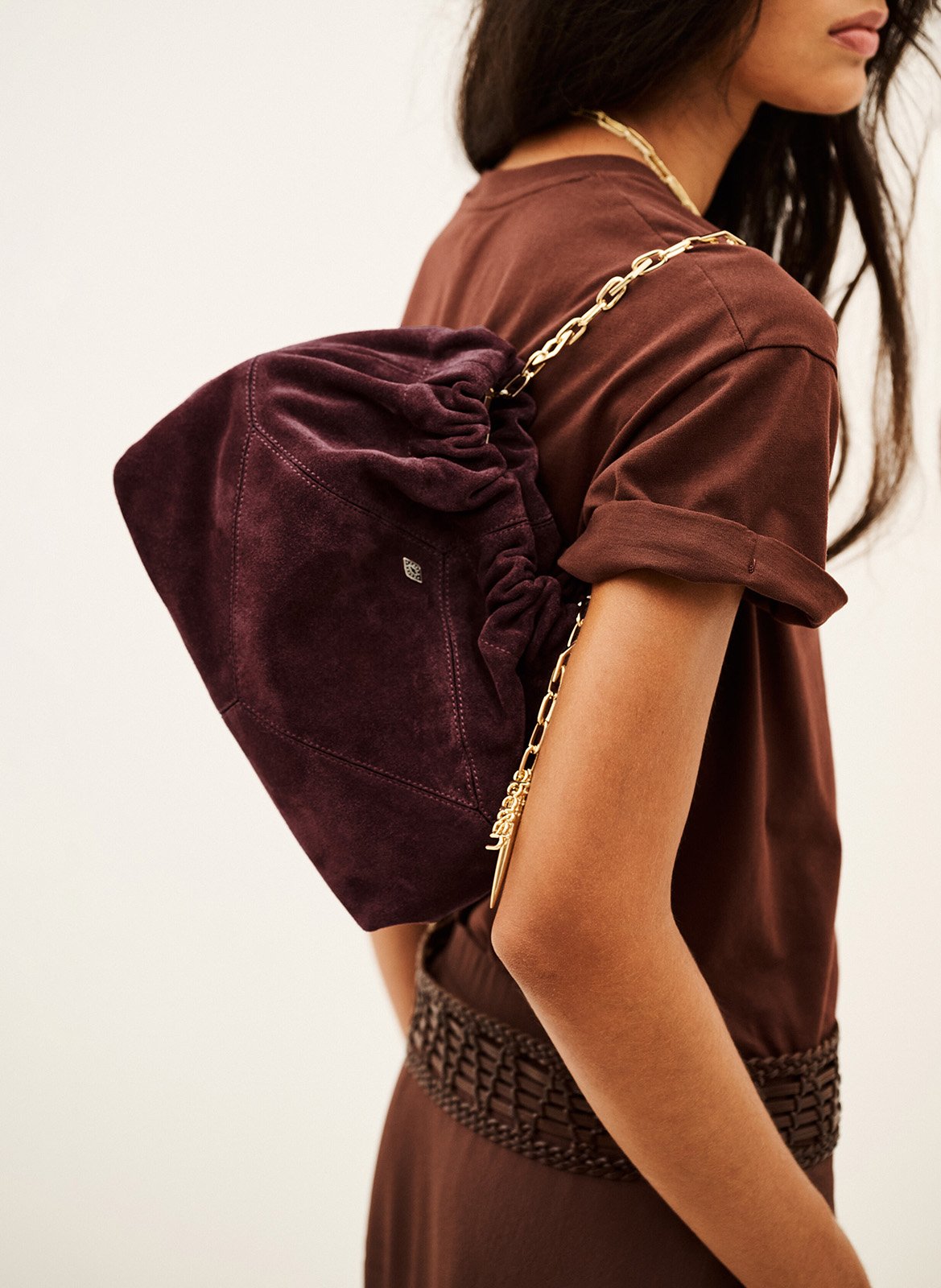 Sac porté épaule en cuir mini june tote BA&SH Violet