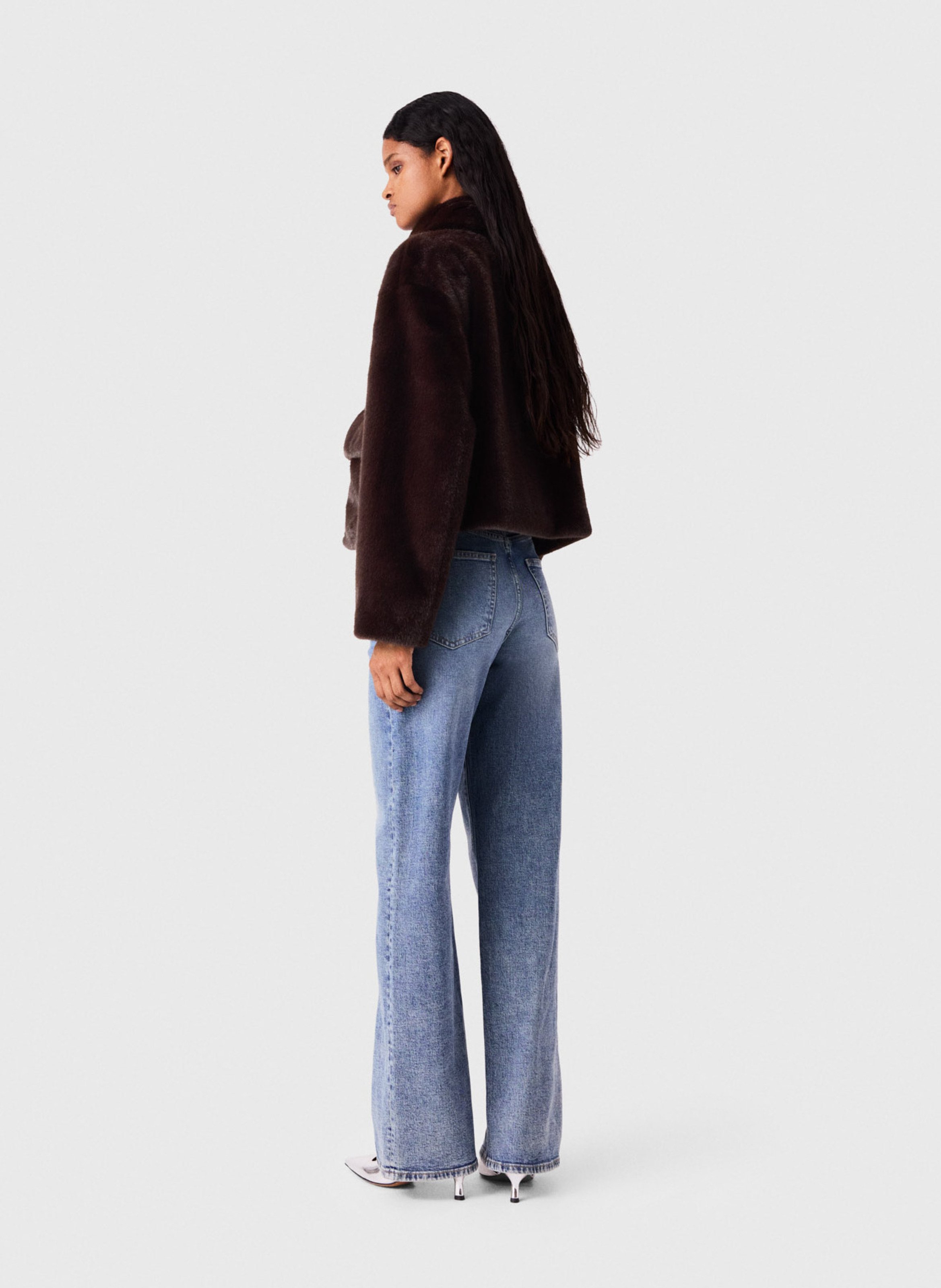 Veste droite en fourrure synthétique MAJE Marron