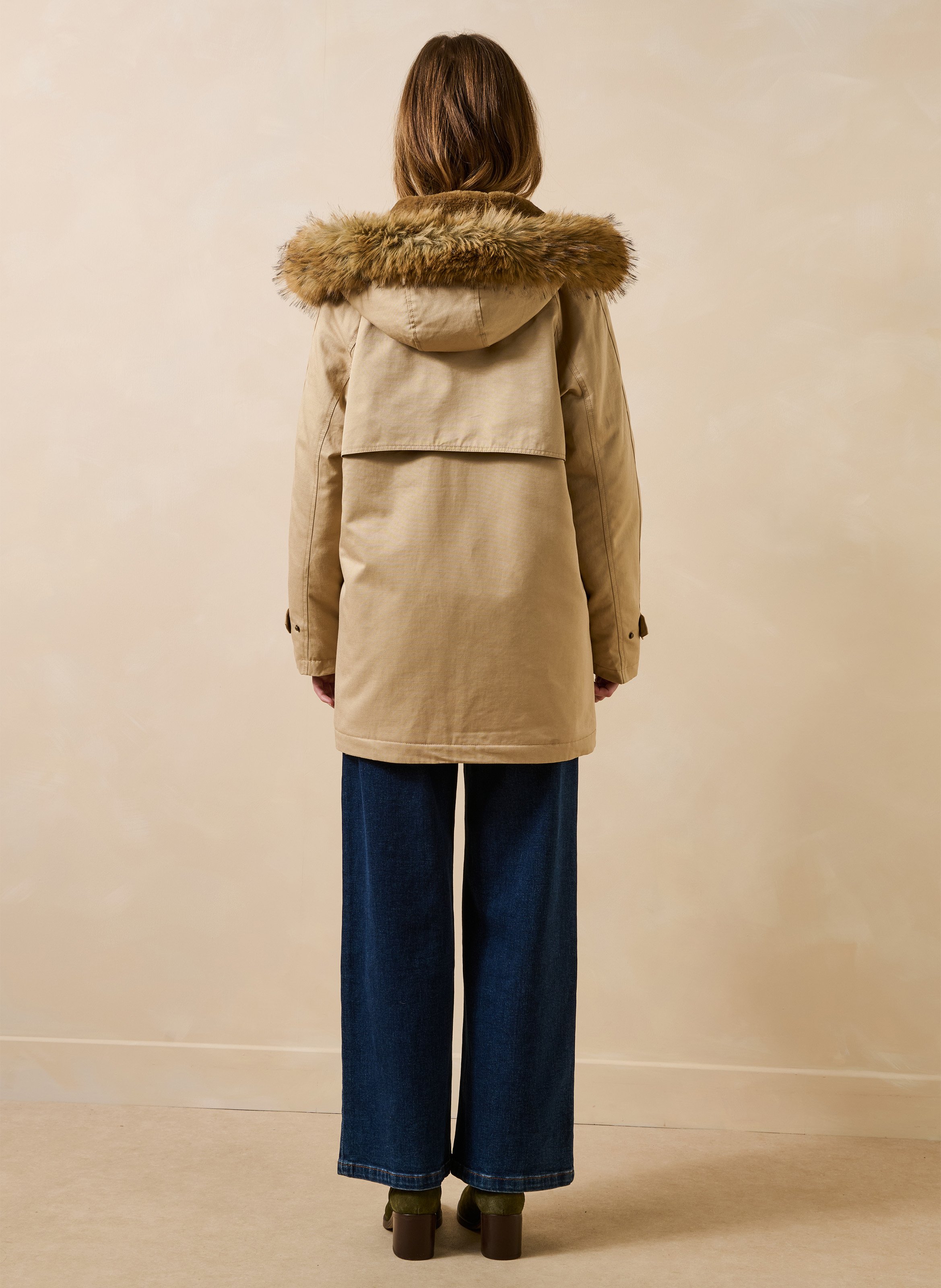 Parka met opstaande kraag van katoenmix LA FEE MARABOUTEE Beige