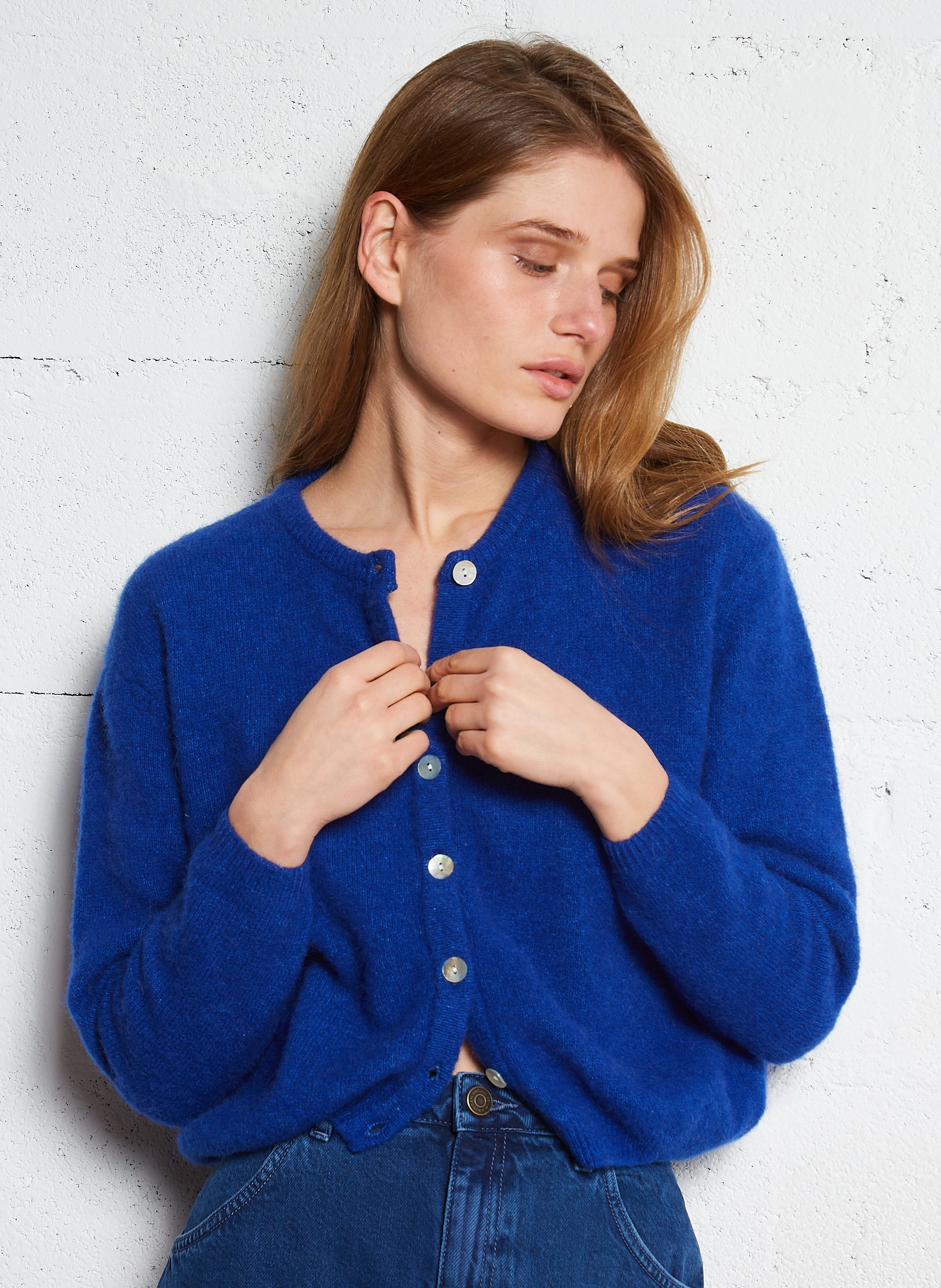 Gilet ample col rond en laine mélangée vitow AMERICAN VINTAGE Bleu