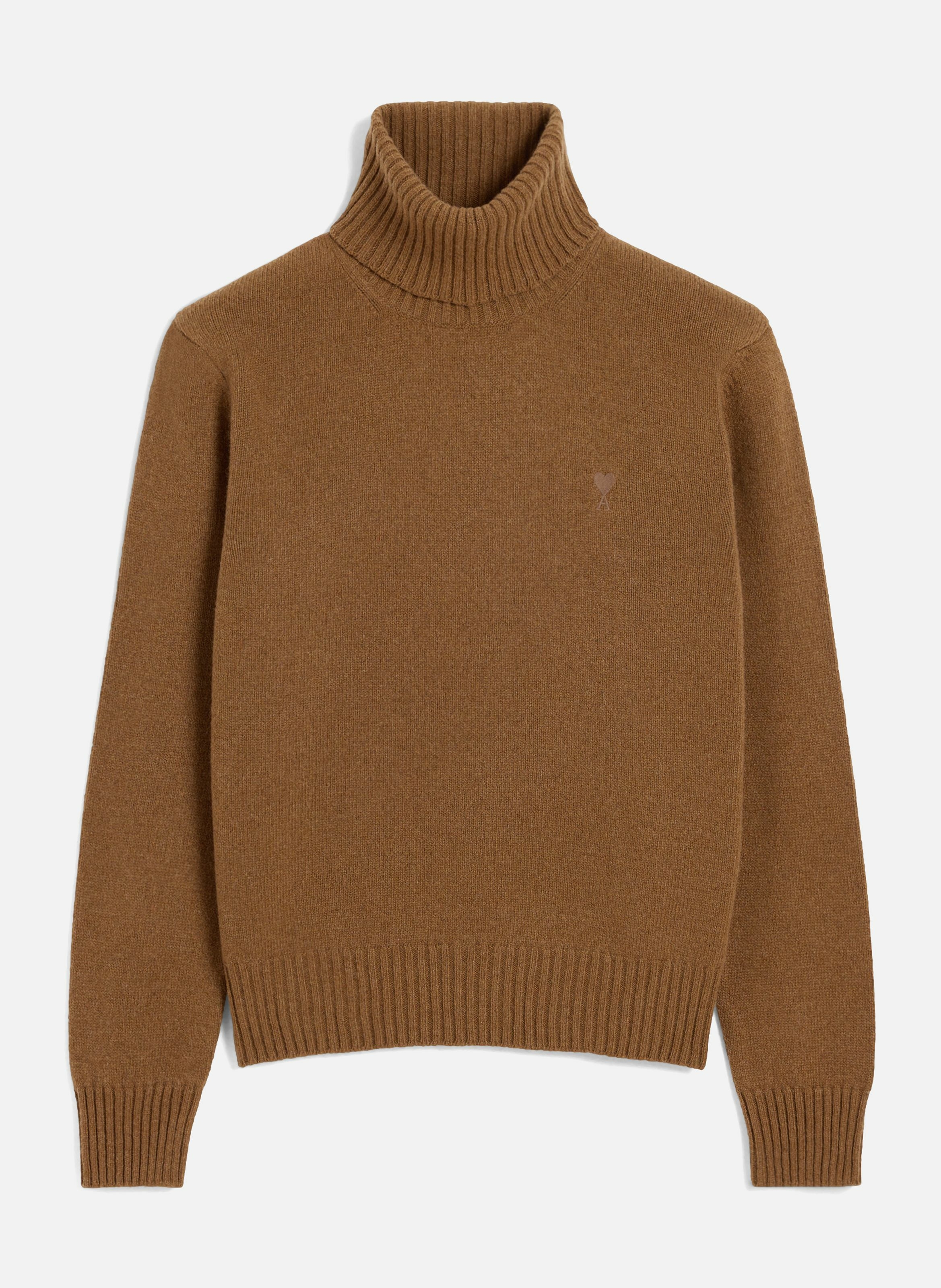 Pull col roulé ami de coeur en cachemire AMI PARIS Marron