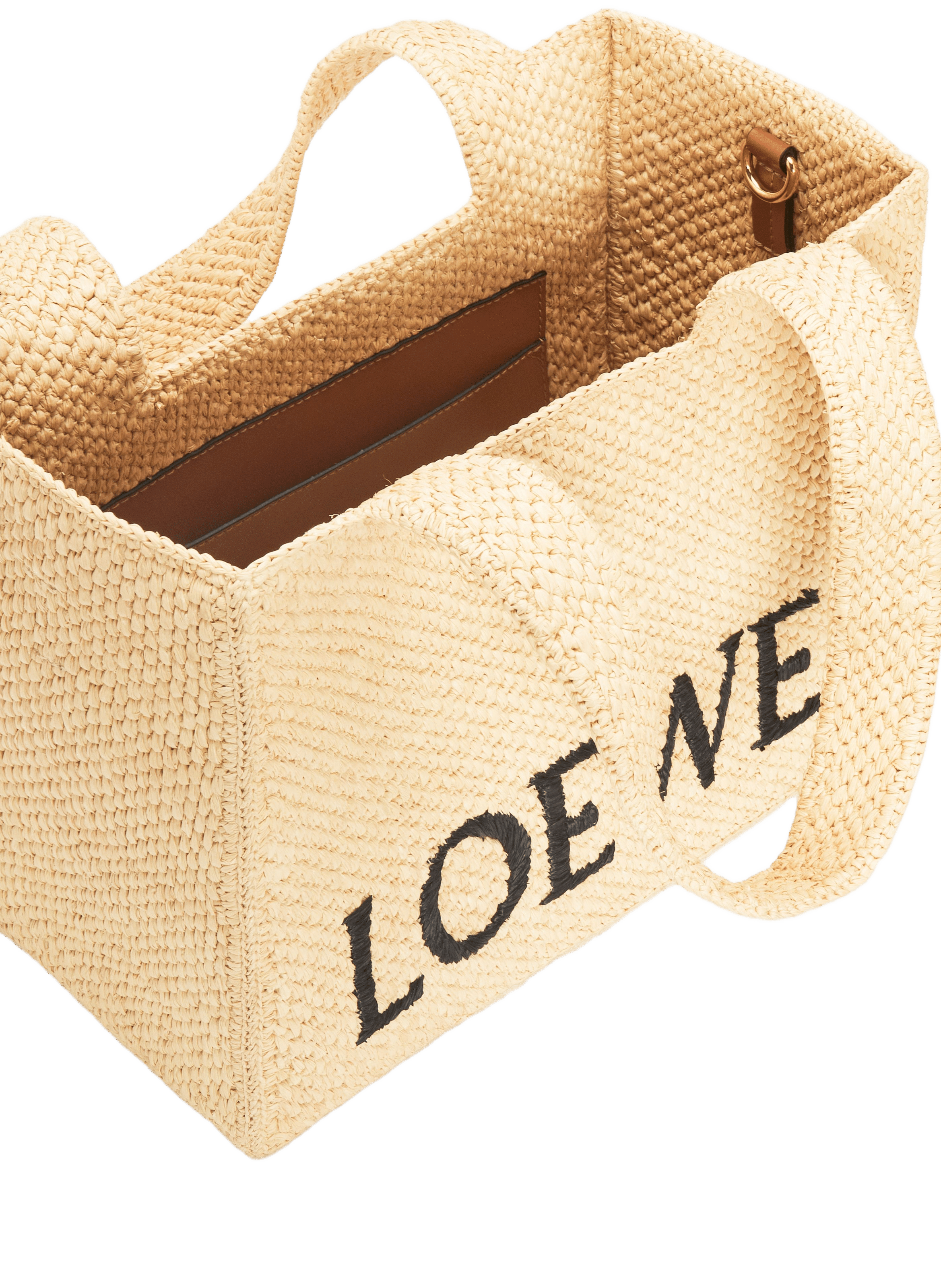 LOEWE Font Tote moyen en raphia et cuir LOEWE Beige